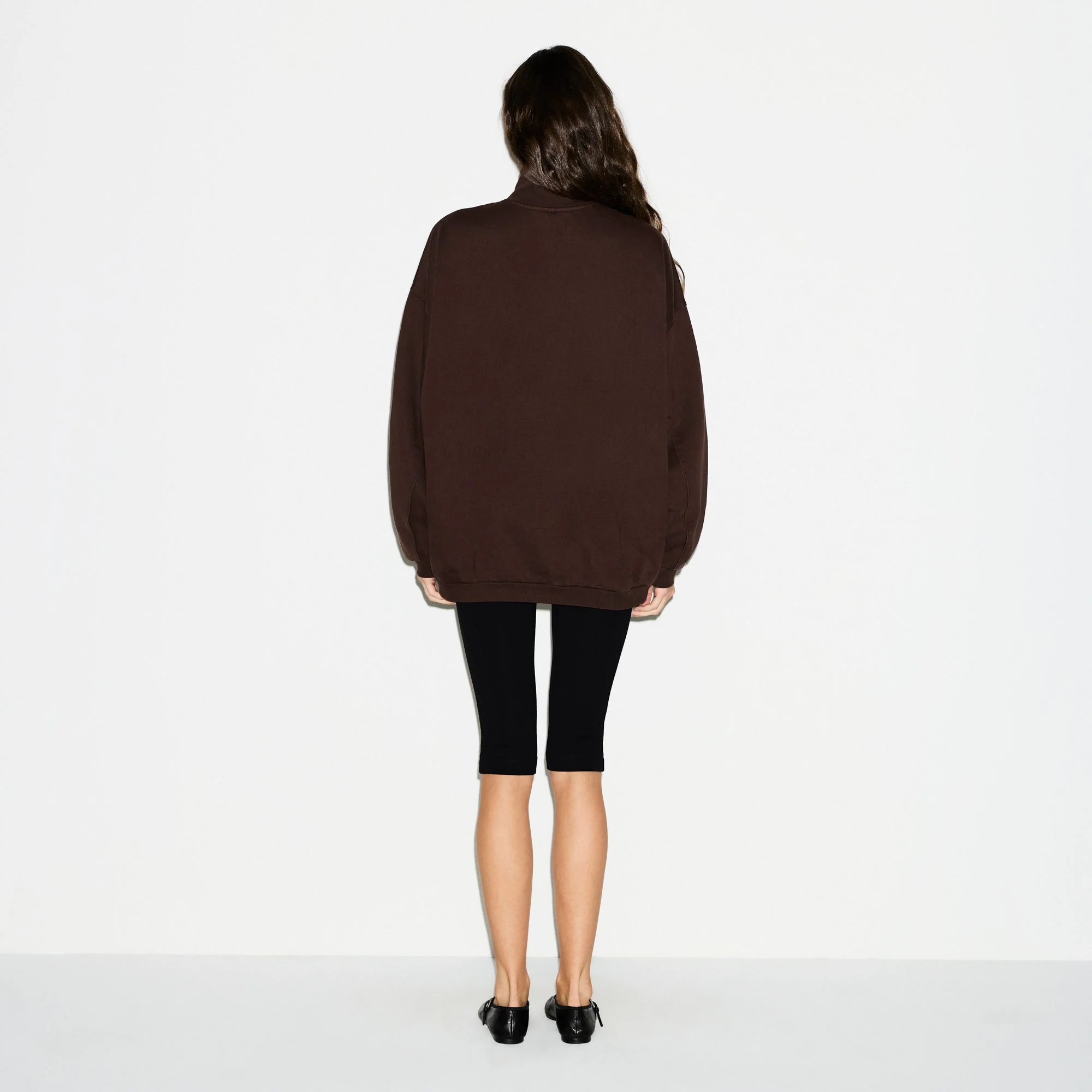 BOYFRIEND FLEECE OVERSIZED HALF ZIP | ESPRESSO - Image 4