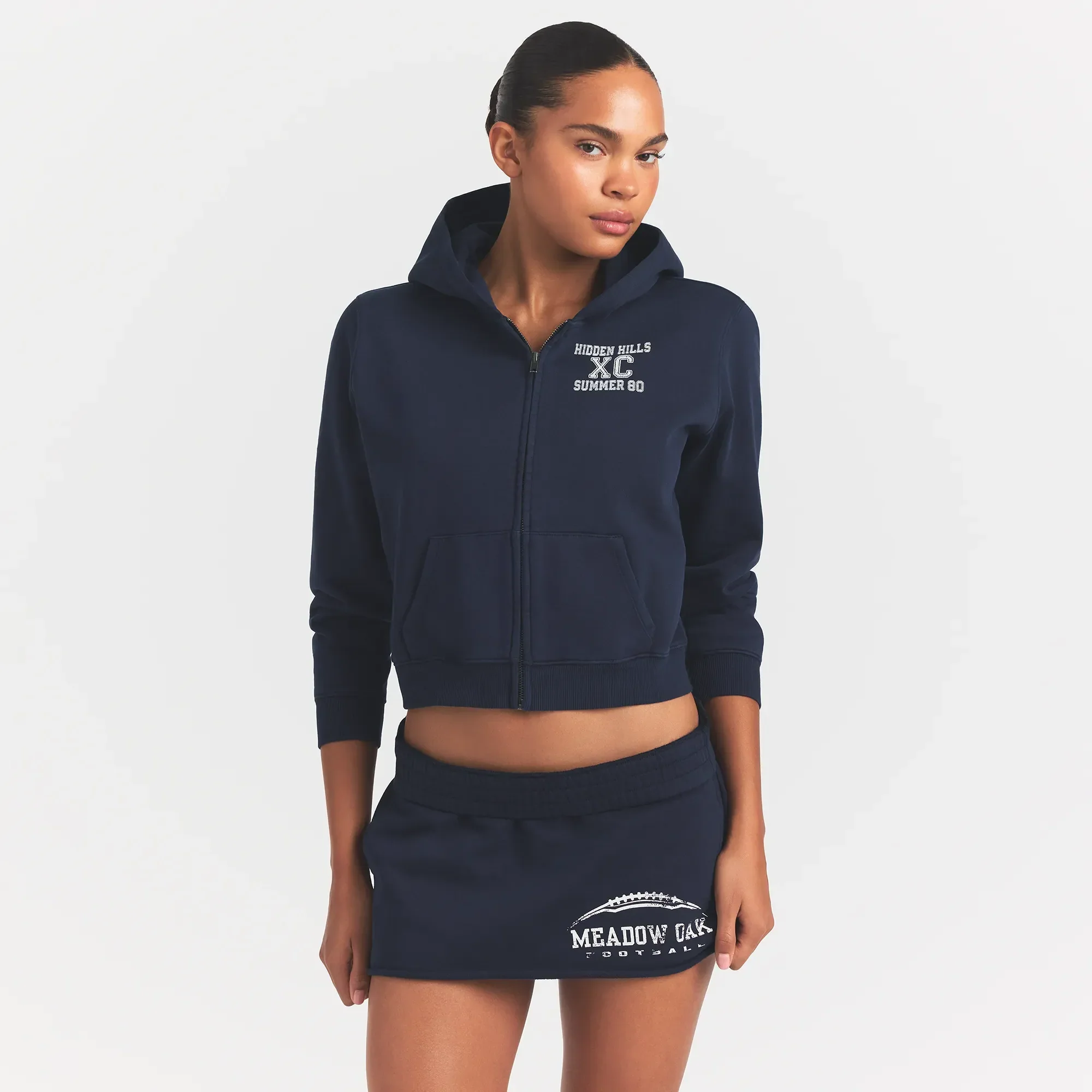 BOYFRIEND FLEECE ZIP UP HOODIE | NAVY HIDDEN HILLS - Image 2