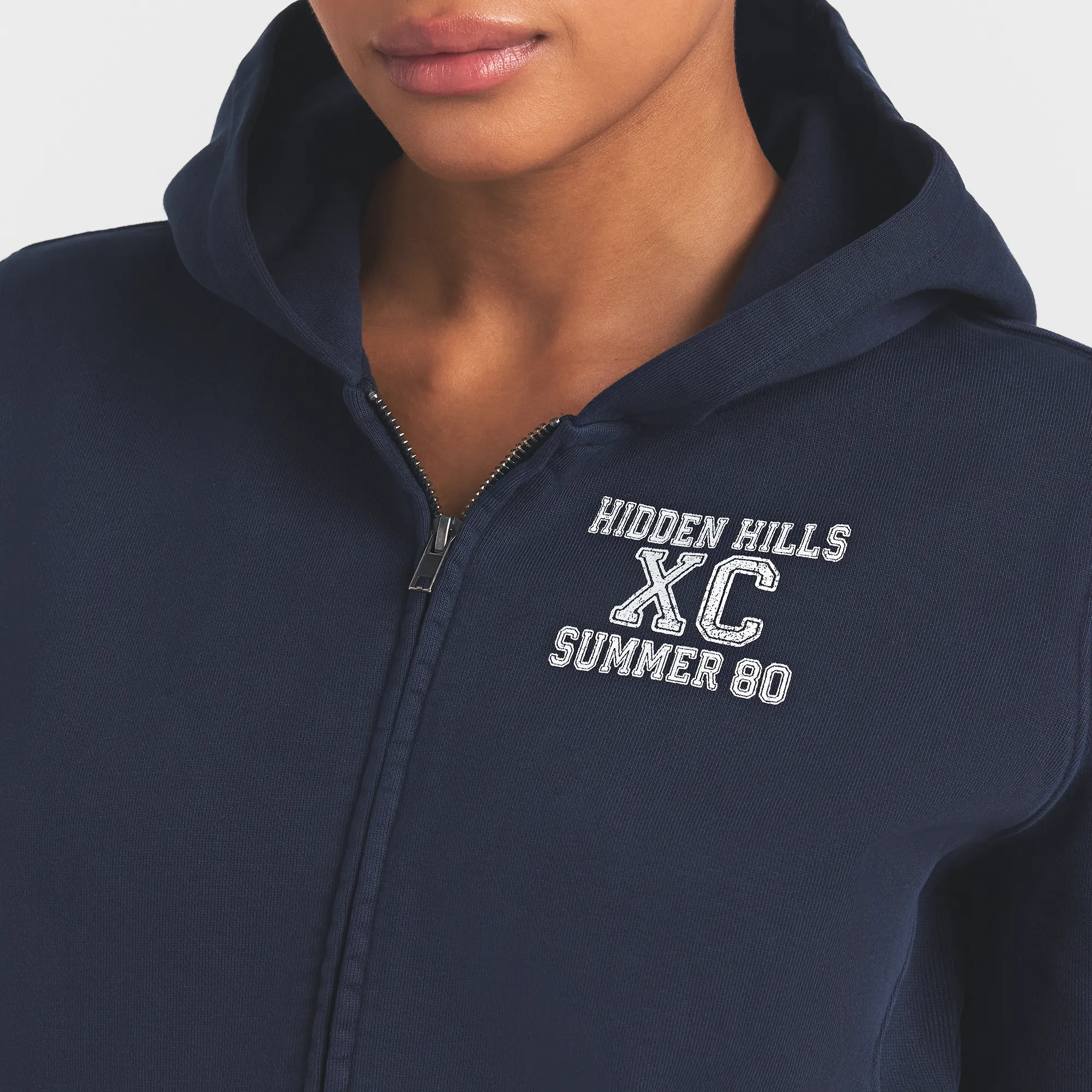 BOYFRIEND FLEECE ZIP UP HOODIE | NAVY HIDDEN HILLS - Image 3