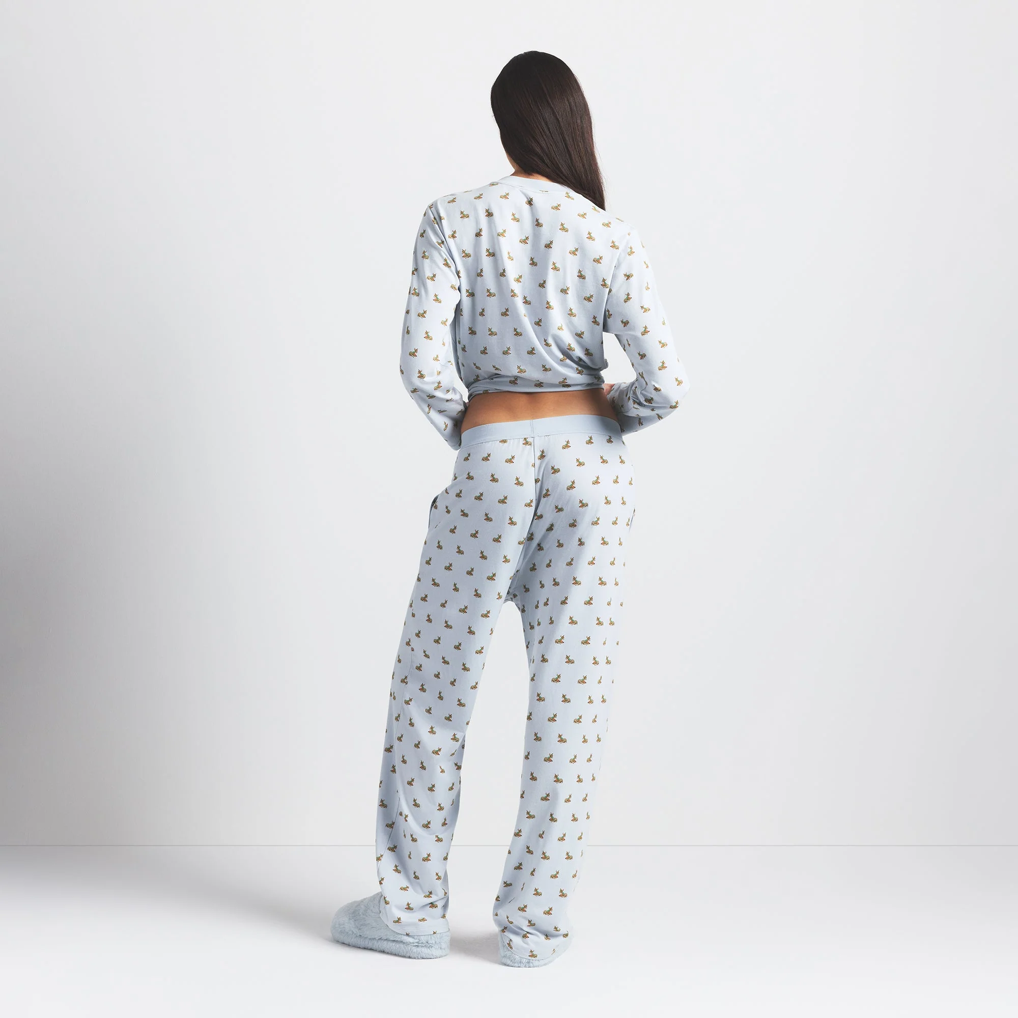 BOYFRIEND LONG SLEEVE T-SHIRT AND LOOSE PANT SET | ZEN BLUE BABY DEER PRINT - Image 4