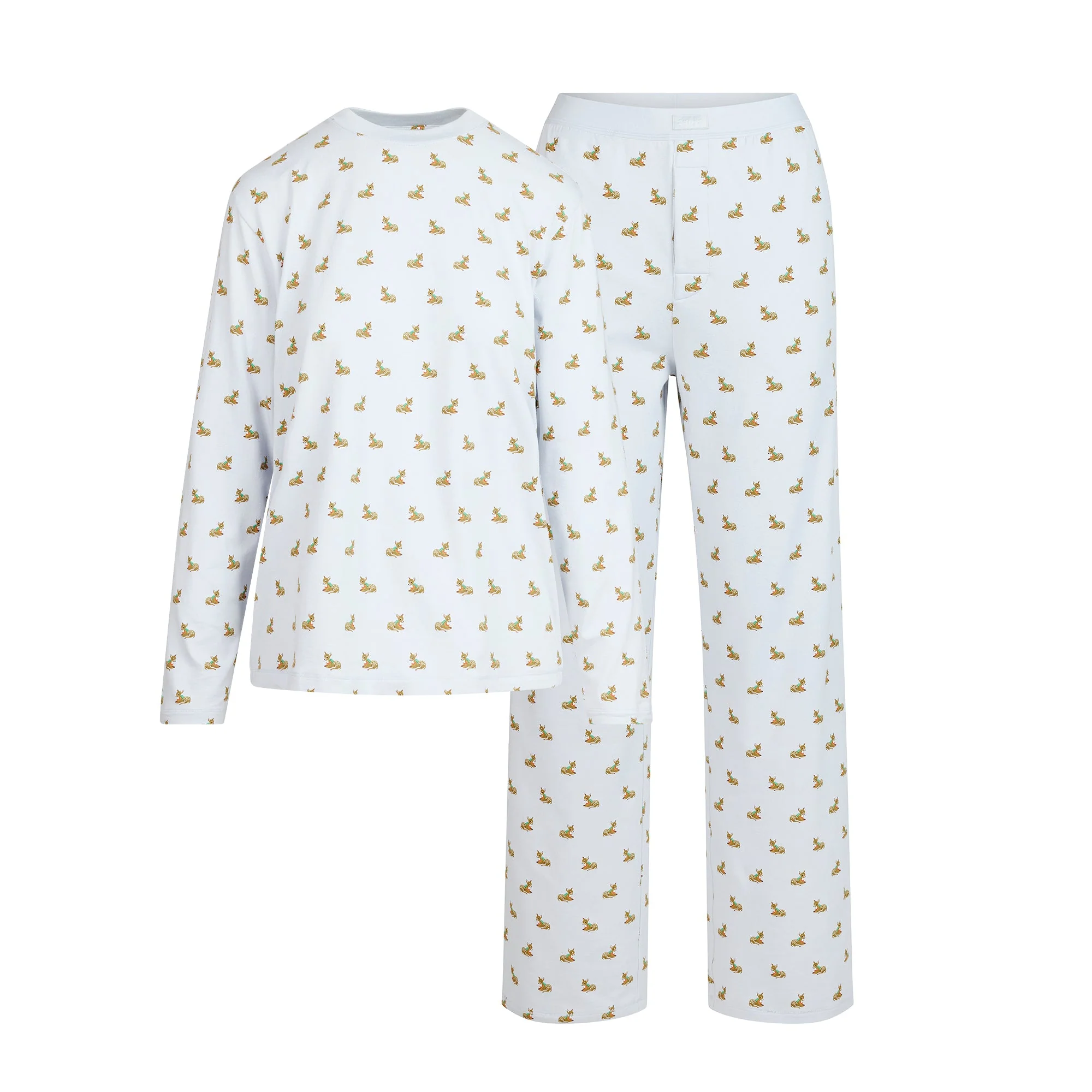 BOYFRIEND LONG SLEEVE T-SHIRT AND LOOSE PANT SET | ZEN BLUE BABY DEER PRINT - Image 6