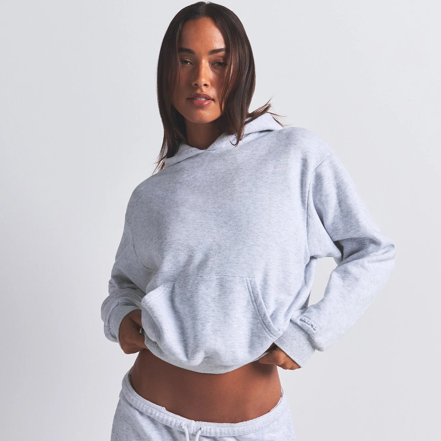 COTTON FLEECE CLASSIC HOODIE | LIGHT HEATHER GREY - Image 2