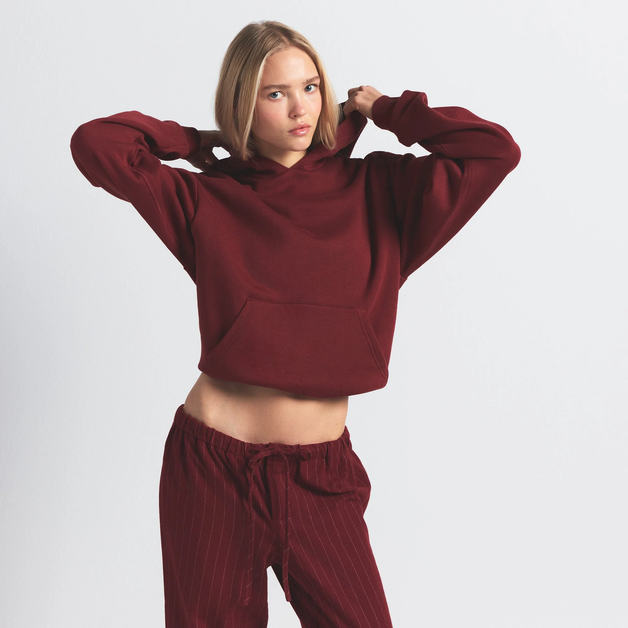 COTTON FLEECE CLASSIC HOODIE | MERLOT - Image 2