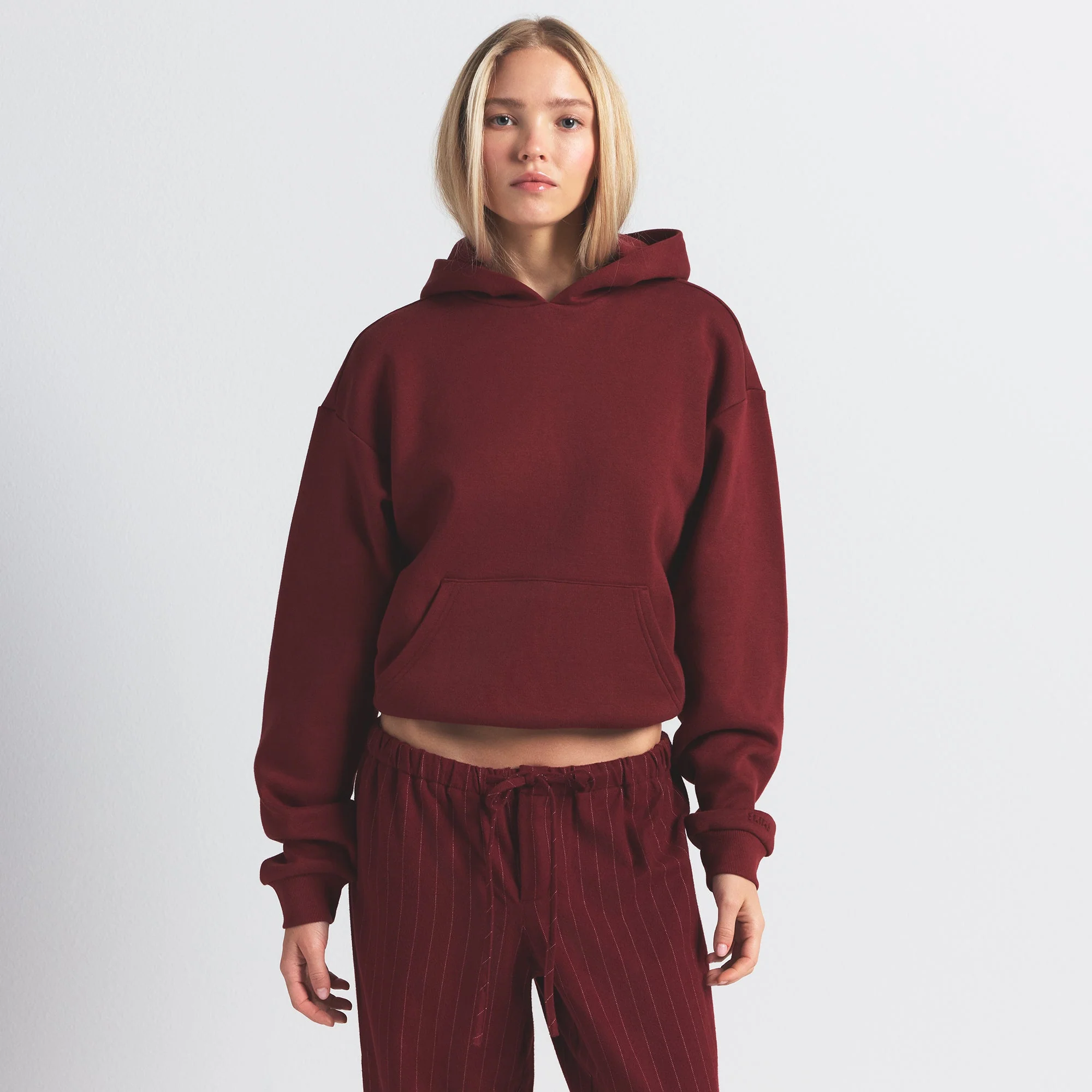 COTTON FLEECE CLASSIC HOODIE | MERLOT - Image 3