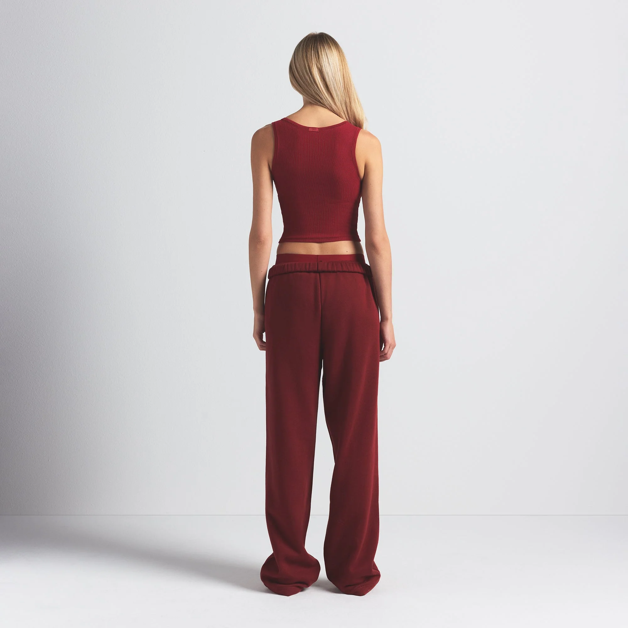COTTON FLEECE CLASSIC STRAIGHT LEG PANT | MERLOT - Image 3