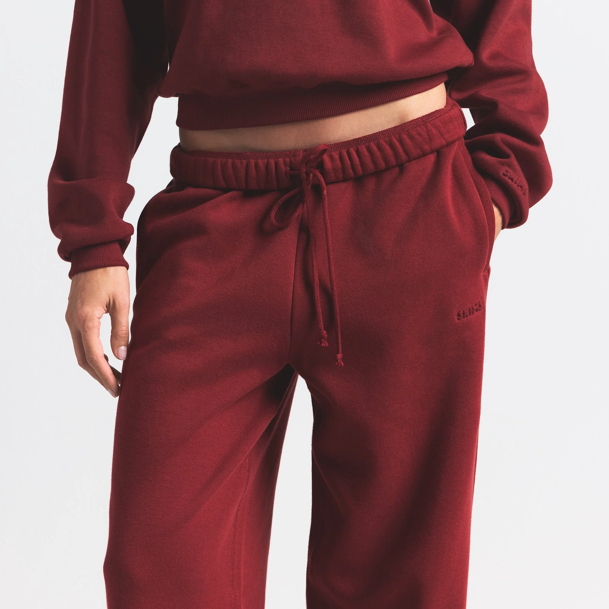 COTTON FLEECE CLASSIC STRAIGHT LEG PANT | MERLOT - Image 4