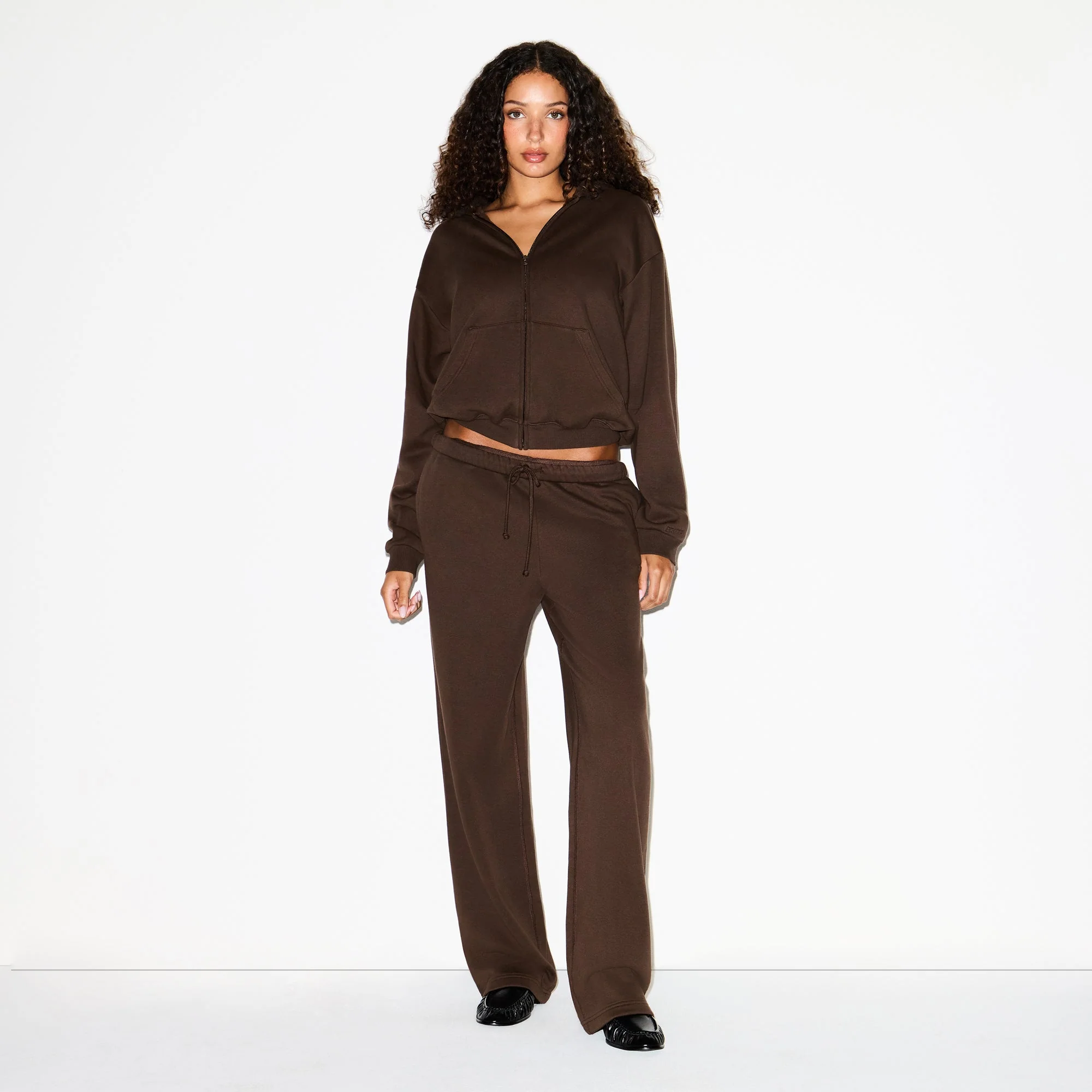 COTTON FLEECE CLASSIC ZIP UP HOODIE | DARK SEPIA