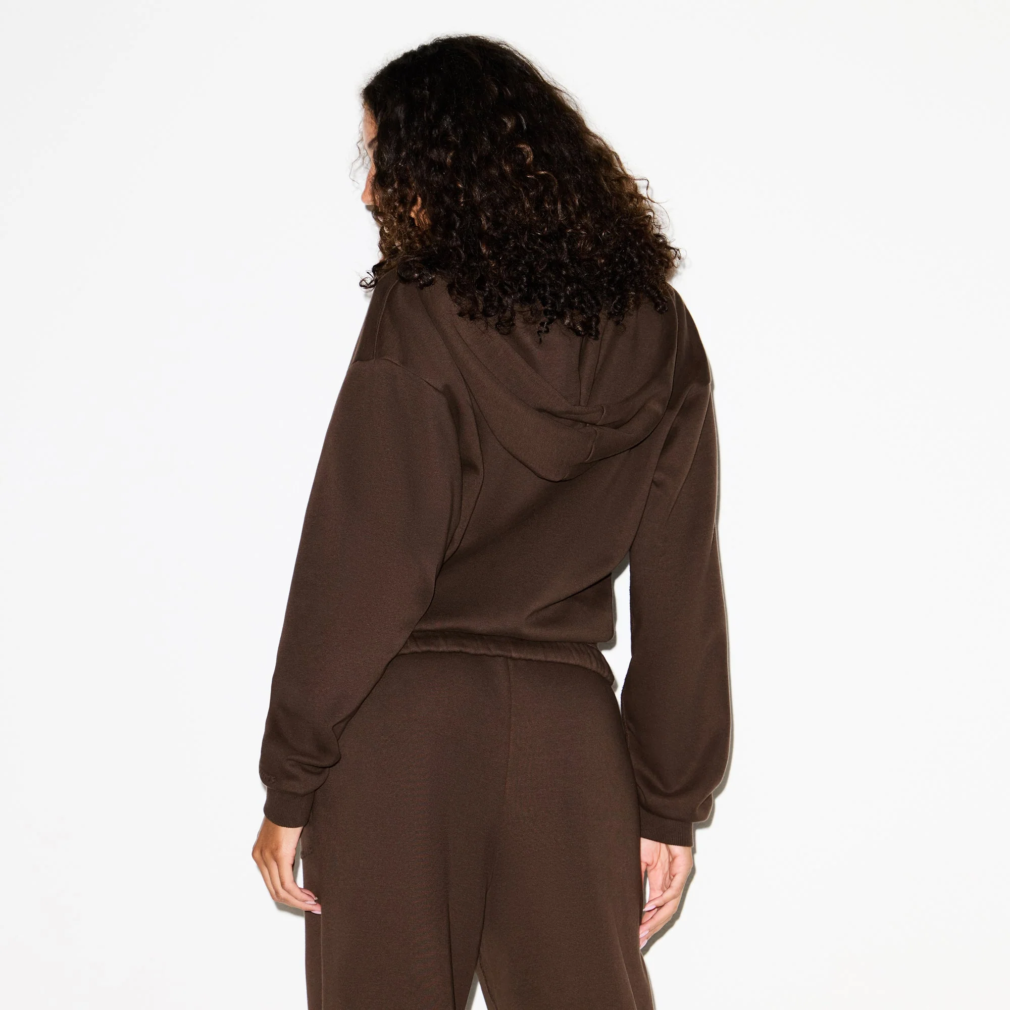 COTTON FLEECE CLASSIC ZIP UP HOODIE | DARK SEPIA - Image 3