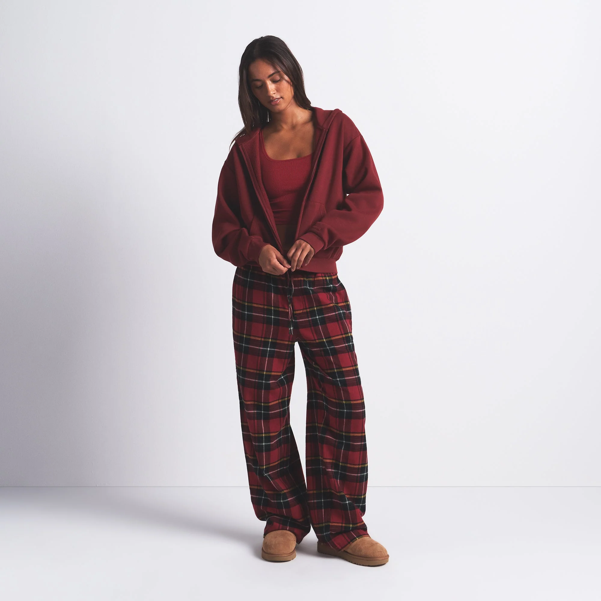COTTON FLEECE CLASSIC ZIP UP HOODIE | MERLOT