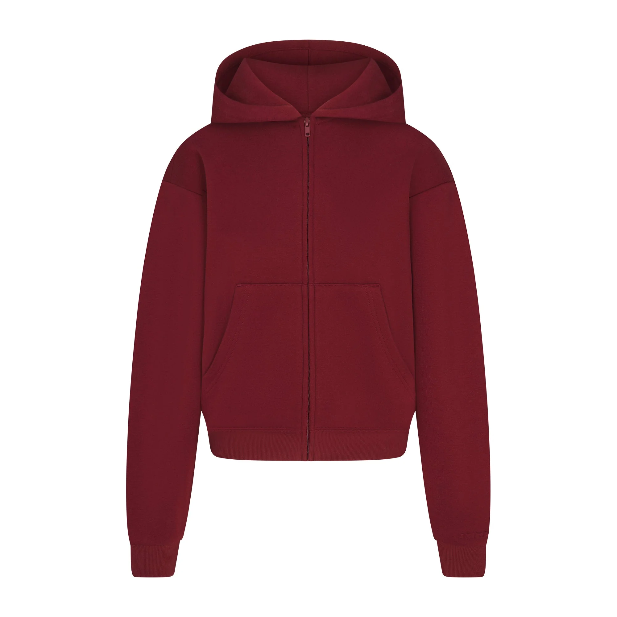 COTTON FLEECE CLASSIC ZIP UP HOODIE | MERLOT - Image 5