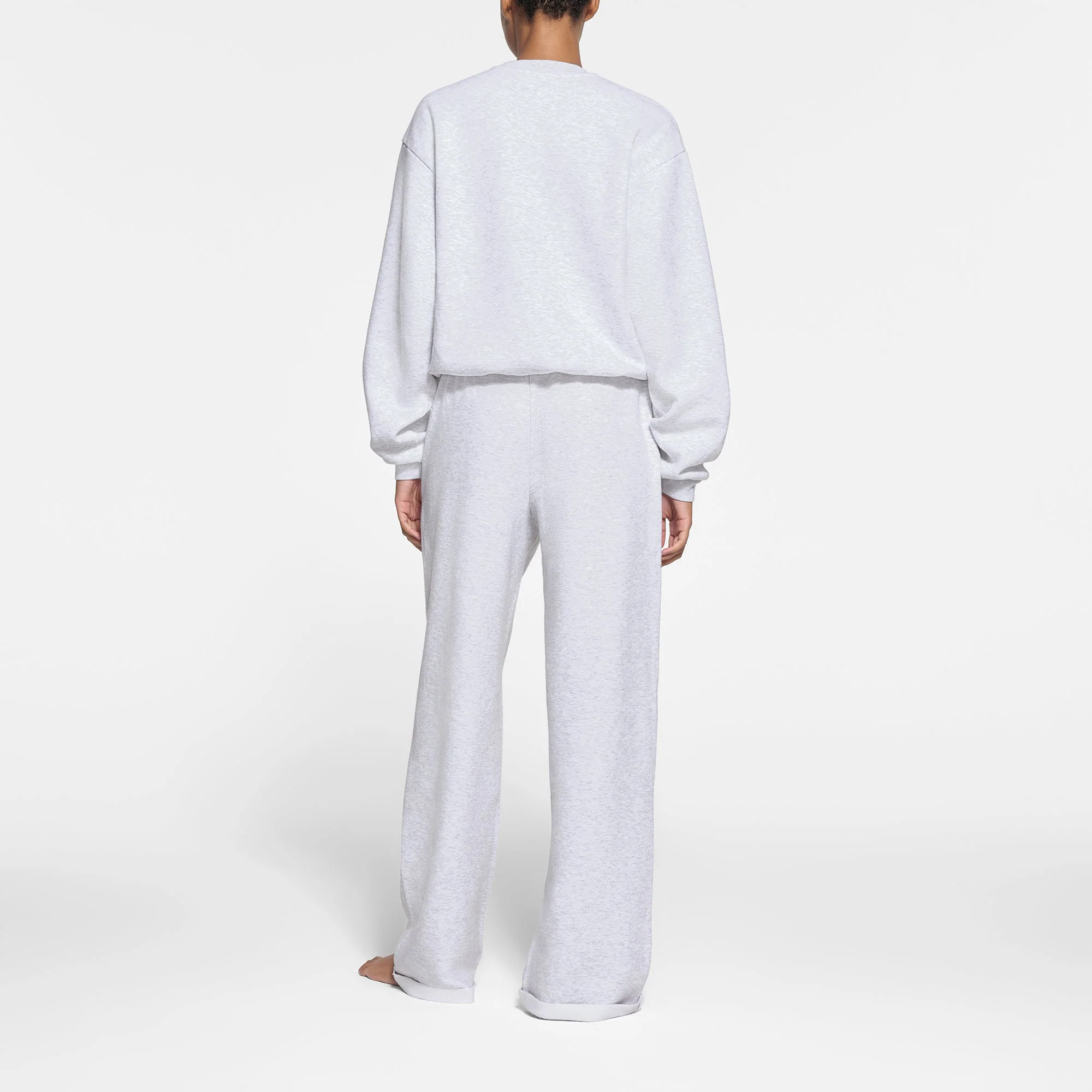 COTTON FLEECE STRAIGHT LEG PANT | LIGHT HEATHER GREY - Image 3