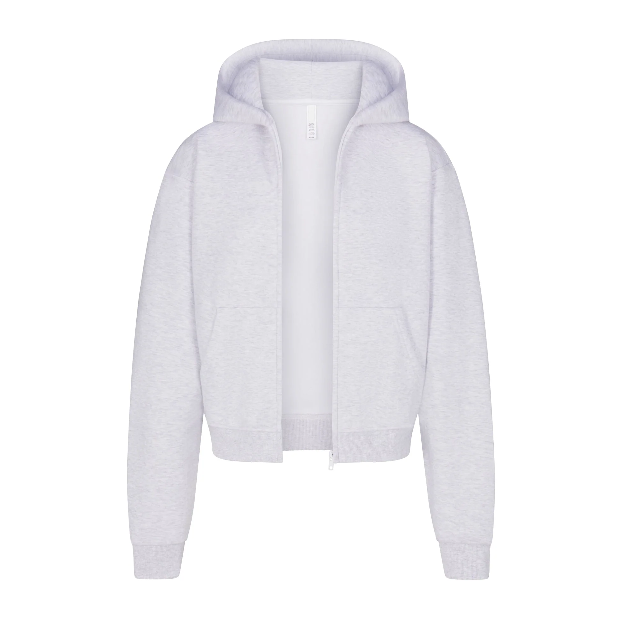 COTTON FLEECE ZIP UP HOODIE | LIGHT HEATHER GREY - Image 4