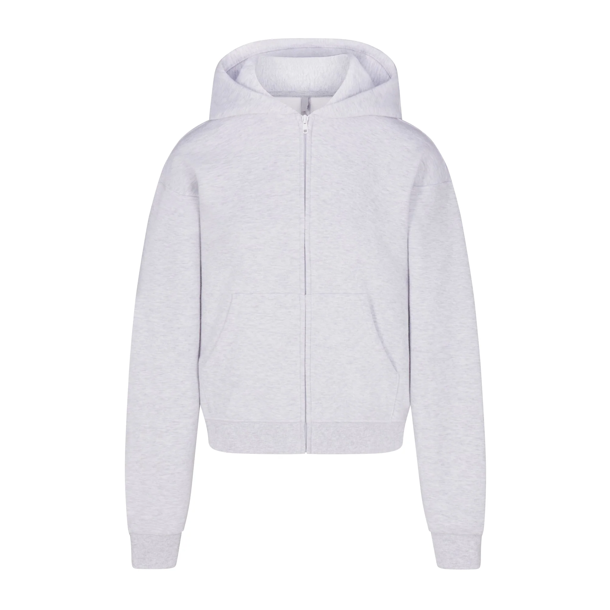 COTTON FLEECE ZIP UP HOODIE | LIGHT HEATHER GREY - Image 6