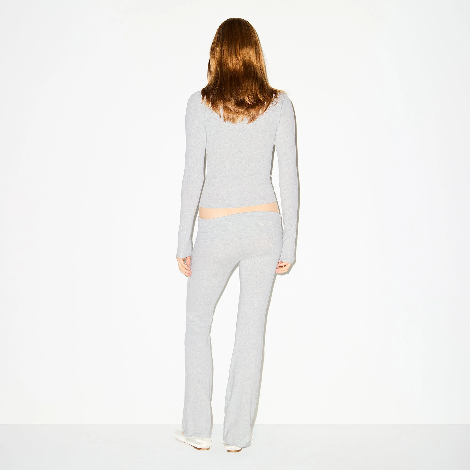 COTTON JERSEY FOLDOVER PANT | LIGHT HEATHER GREY - Image 3