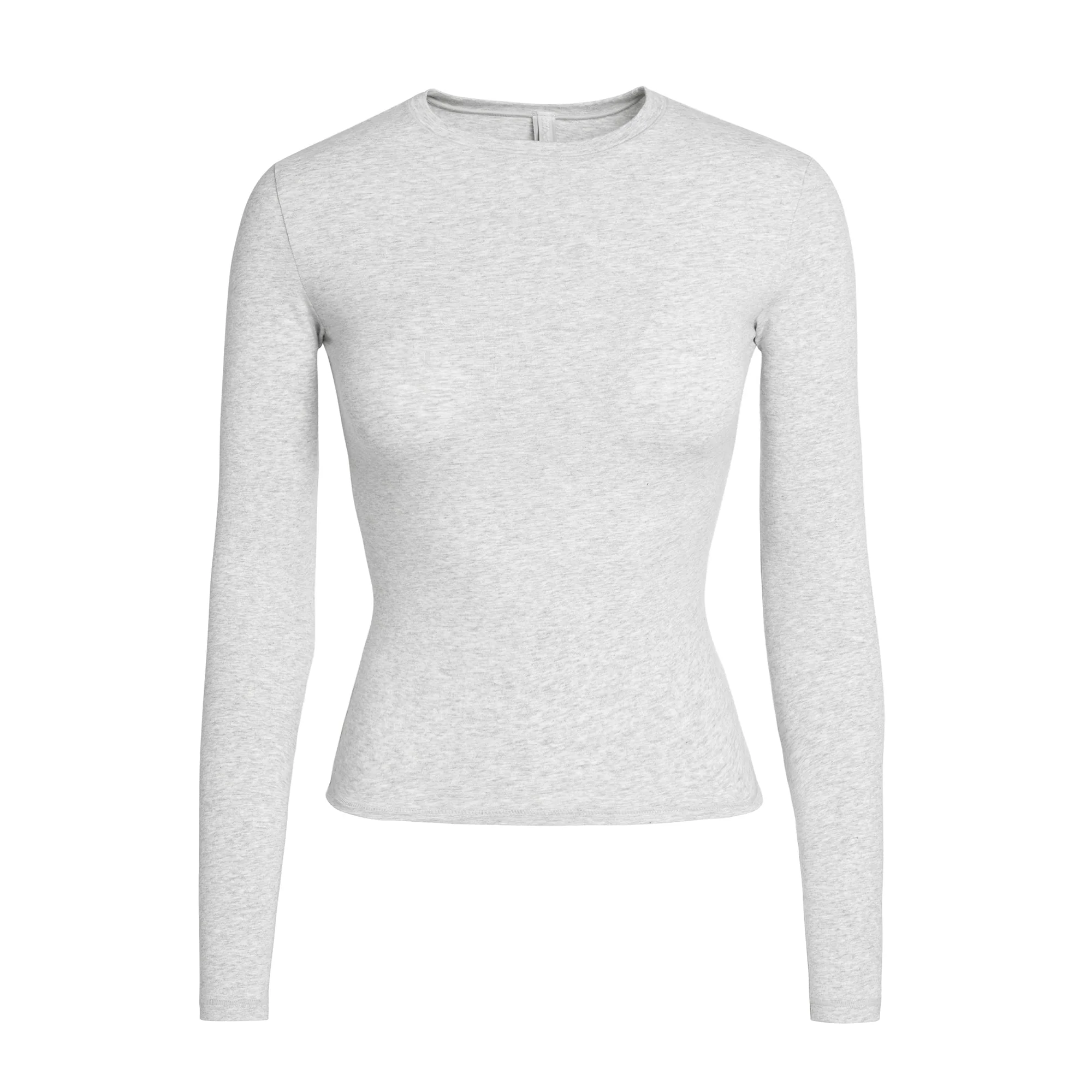 COTTON JERSEY LONG SLEEVE T-SHIRT | LIGHT HEATHER GREY - Image 6