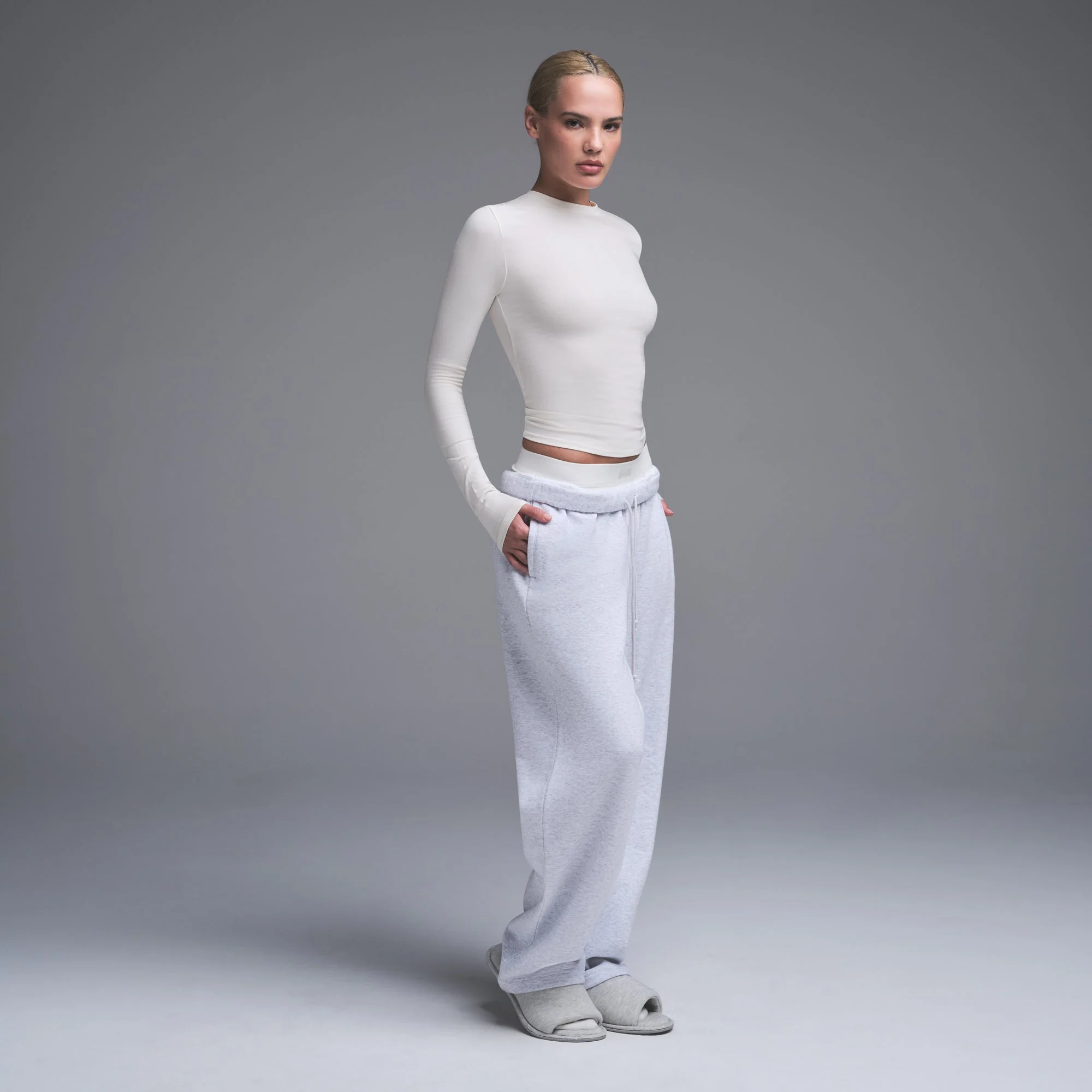 COTTON JERSEY LONG SLEEVE T-SHIRT | MARBLE - Image 2