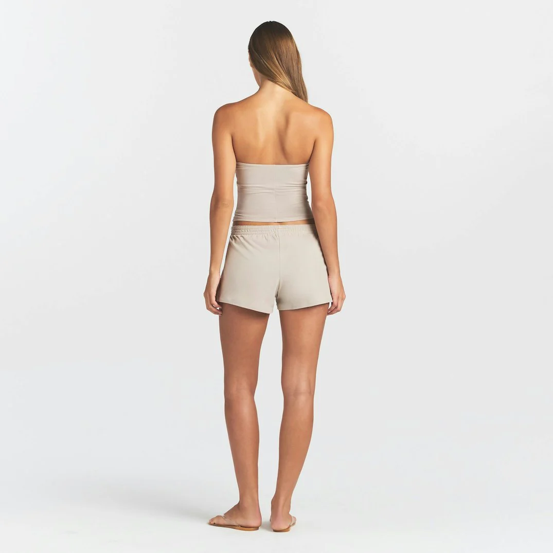 COTTON JERSEY LOOSE SHORT | STONE - Image 3