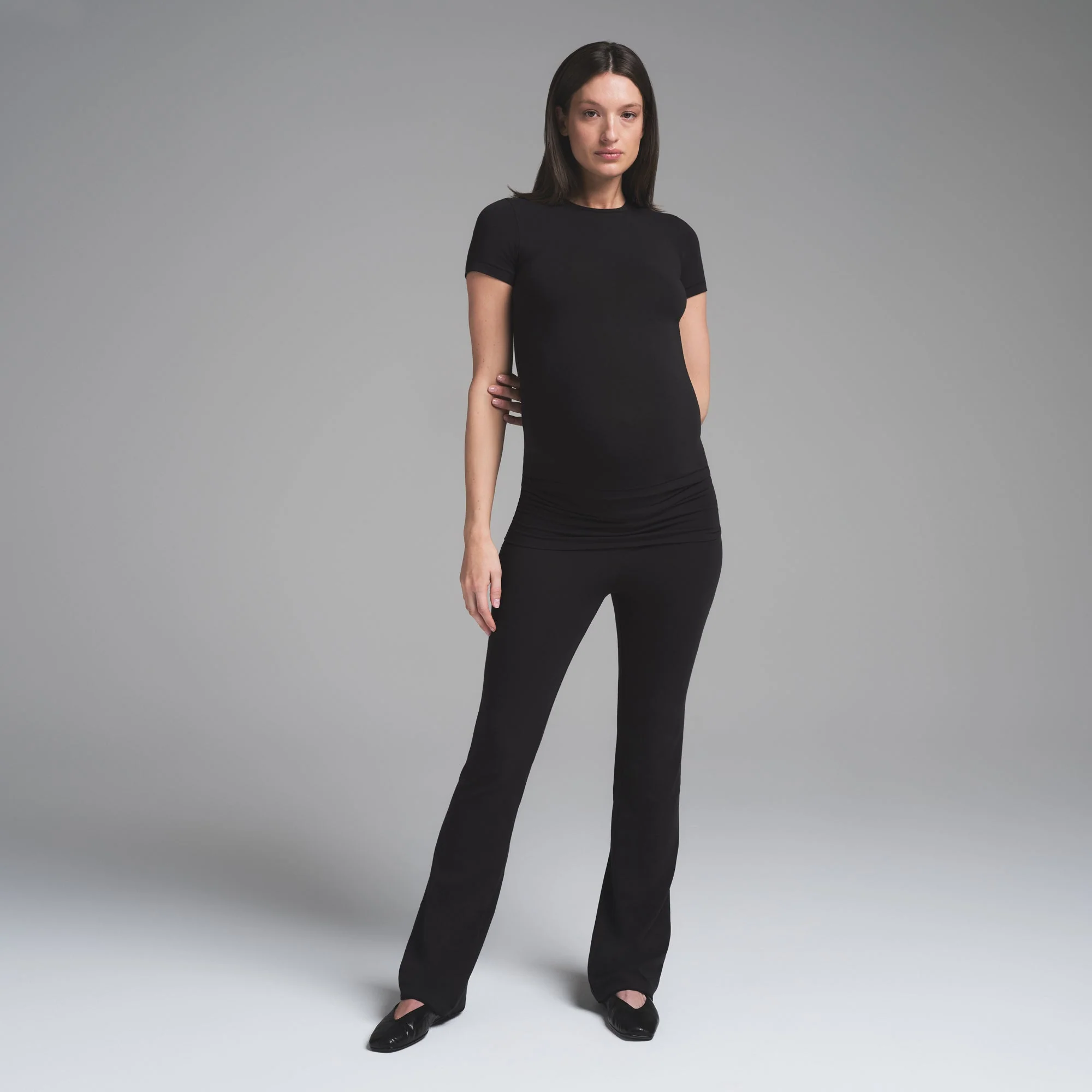 COTTON JERSEY MATERNITY FOLDOVER PANT | SOOT - Image 3