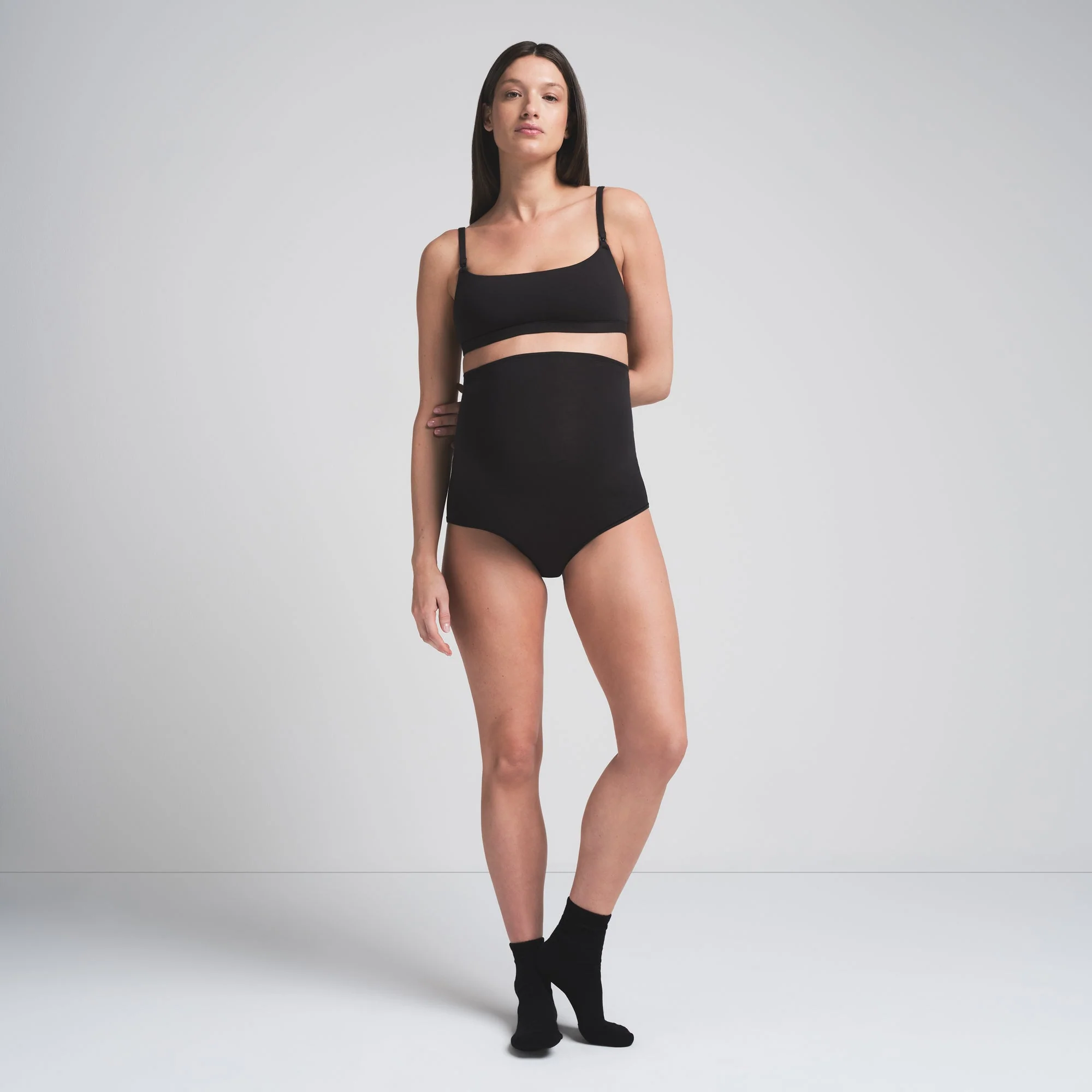 COTTON JERSEY MATERNITY HIGH-WAISTED BRIEF | SOOT