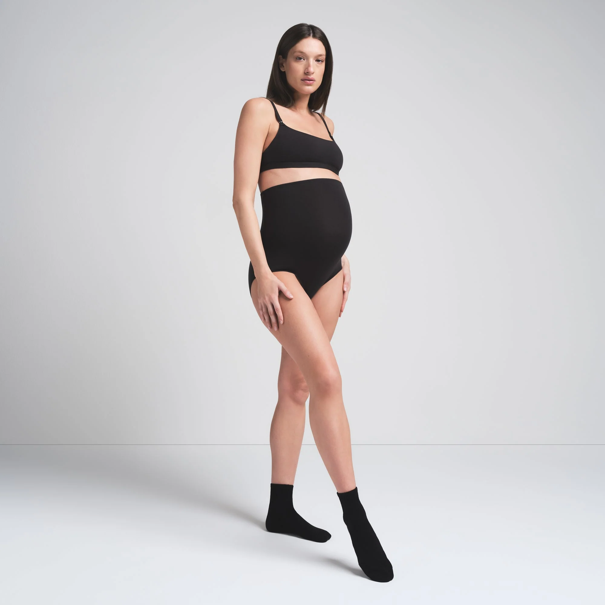 COTTON JERSEY MATERNITY HIGH-WAISTED BRIEF | SOOT - Image 2