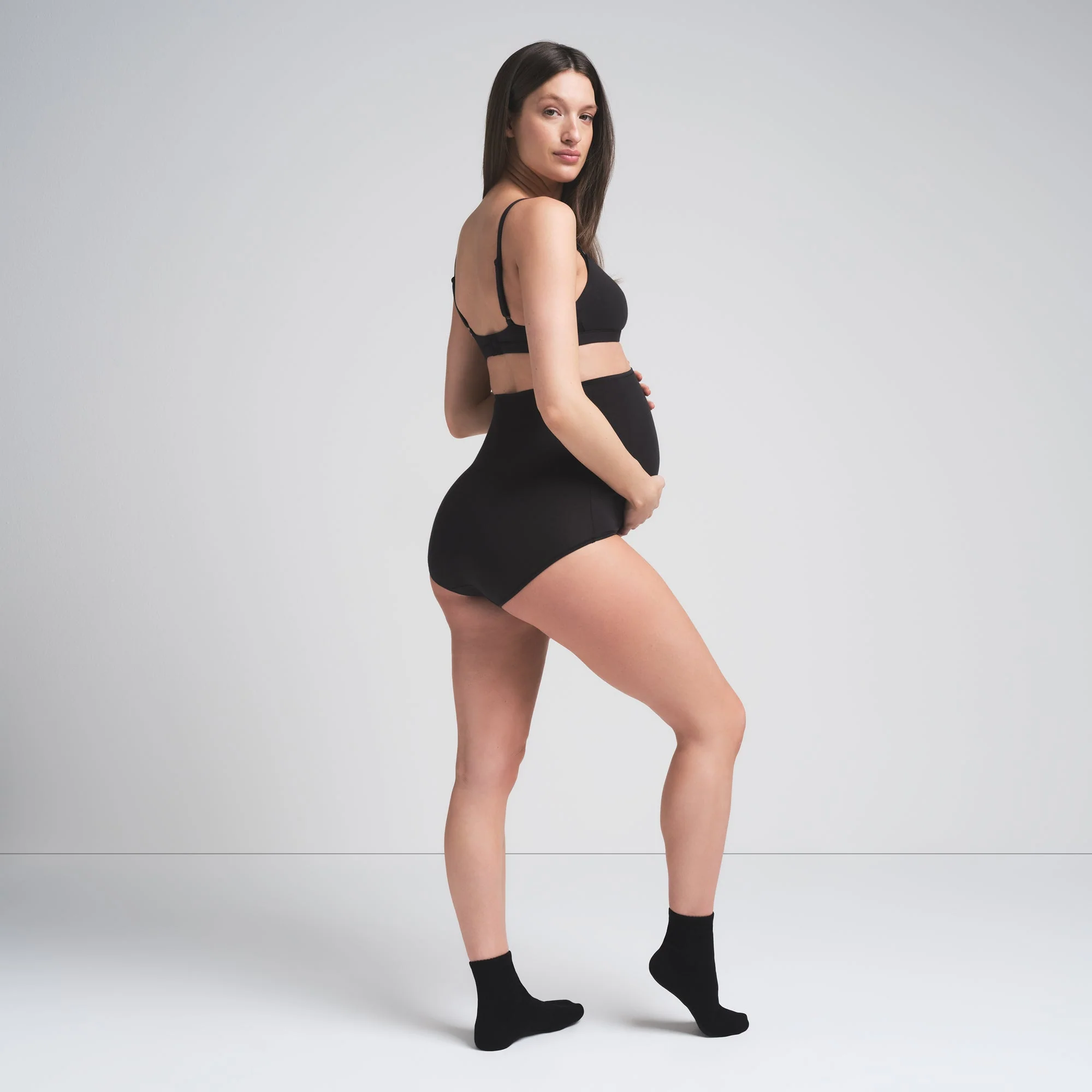 COTTON JERSEY MATERNITY HIGH-WAISTED BRIEF | SOOT - Image 4