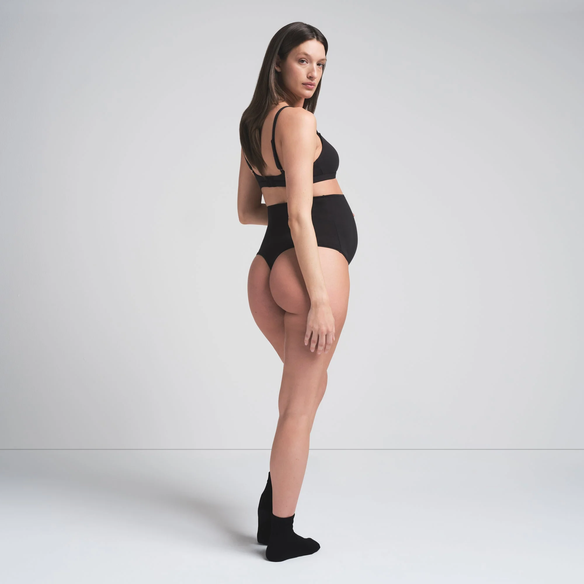 COTTON JERSEY MATERNITY HIGH-WAISTED THONG | SOOT - Image 4
