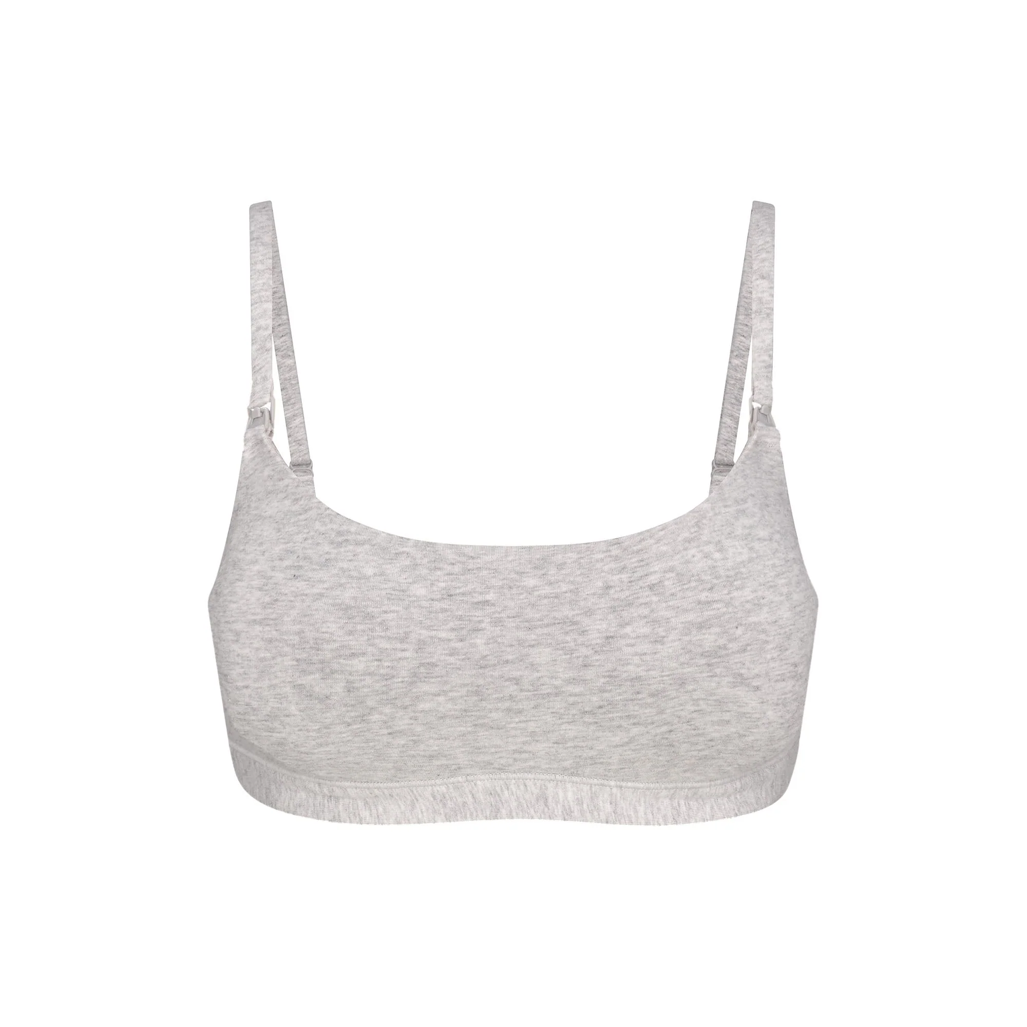 COTTON JERSEY MATERNITY NURSING SCOOP BRALETTE | LIGHT HEATHER GREY - Image 6