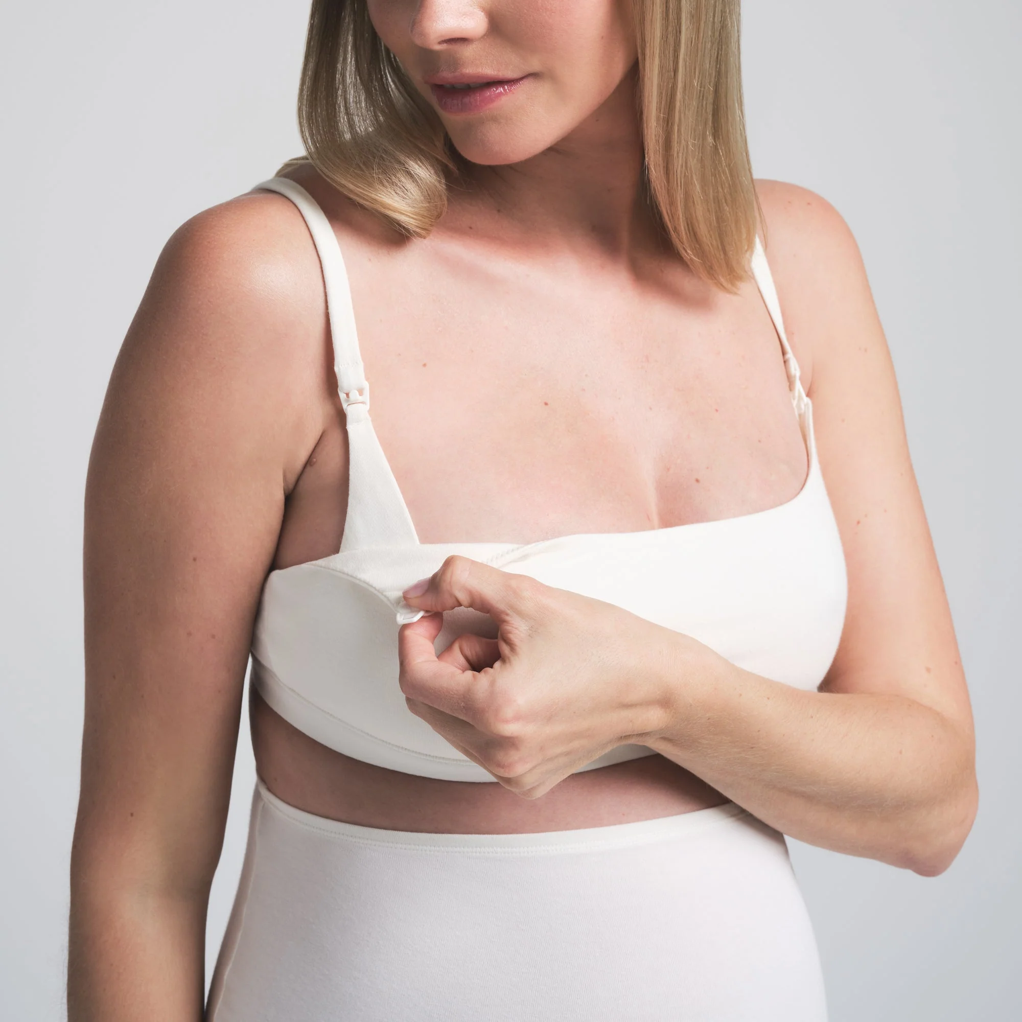 COTTON JERSEY MATERNITY NURSING SCOOP BRALETTE | MARBLE - Image 2