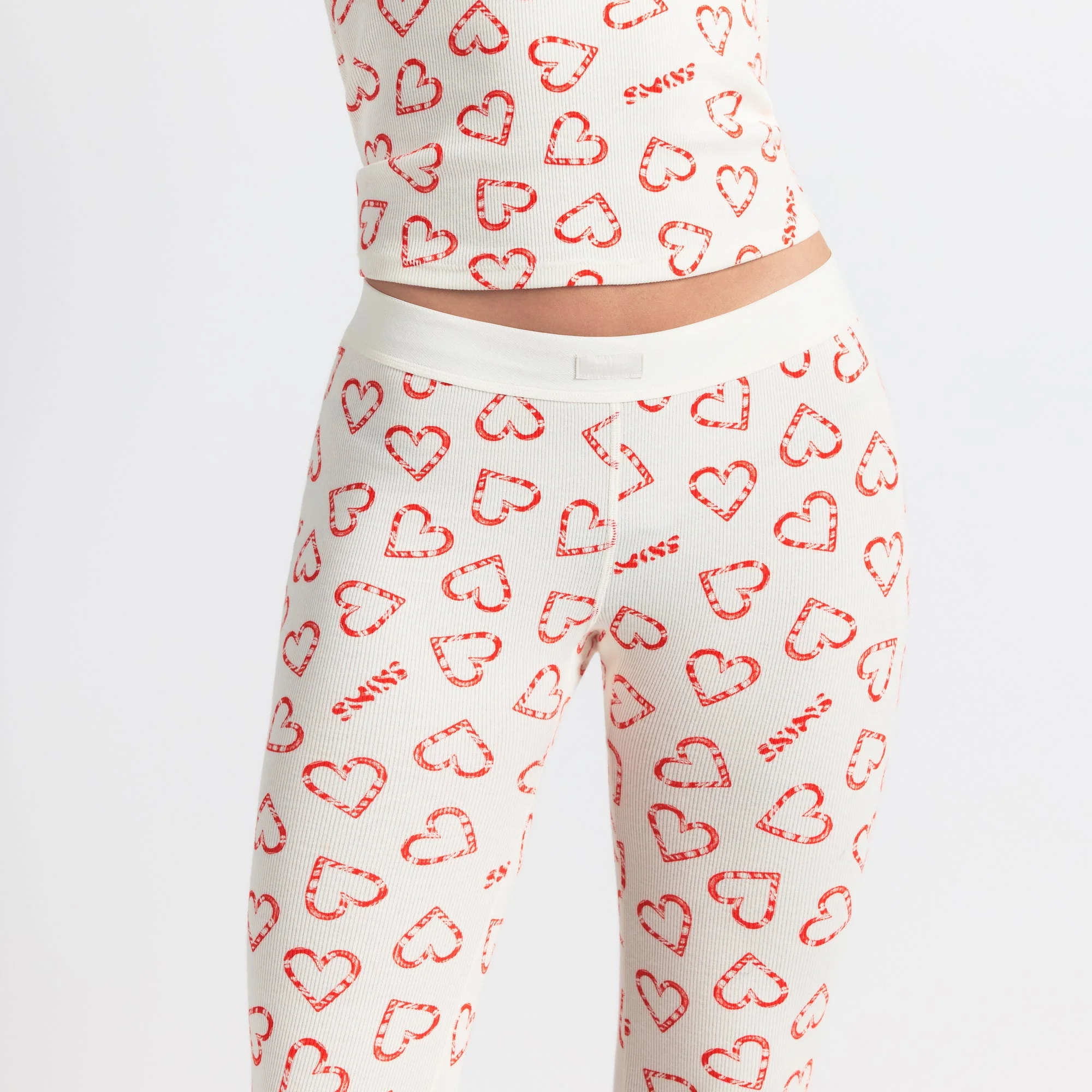 COTTON RIB HENLEY AND LEGGING SET | MARBLE CANDY HEART PRINT - Image 3