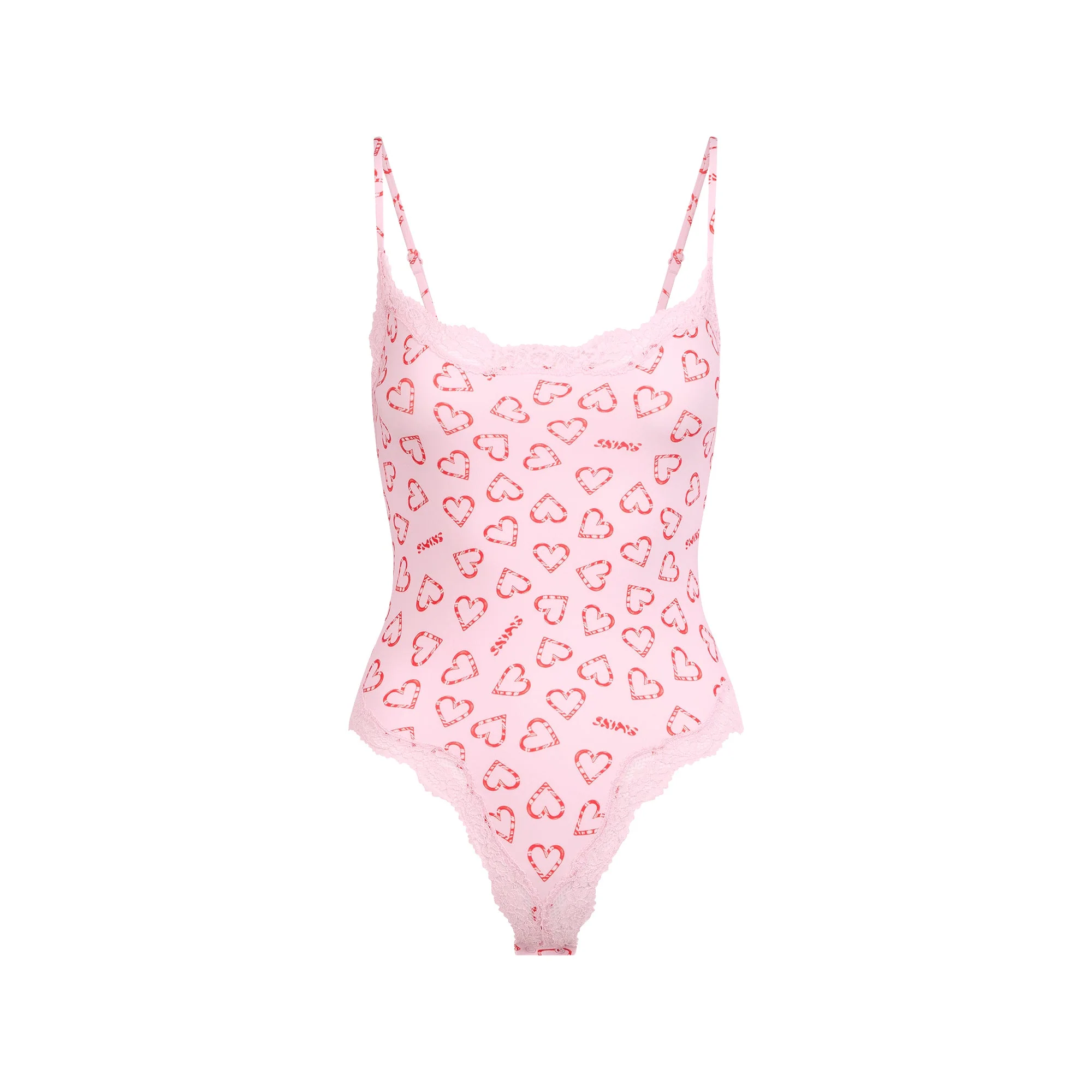 FITS EVERYBODY LACE CAMI BODYSUIT | CHERRY BLOSSOM CANDY HEART PRINT - Image 6