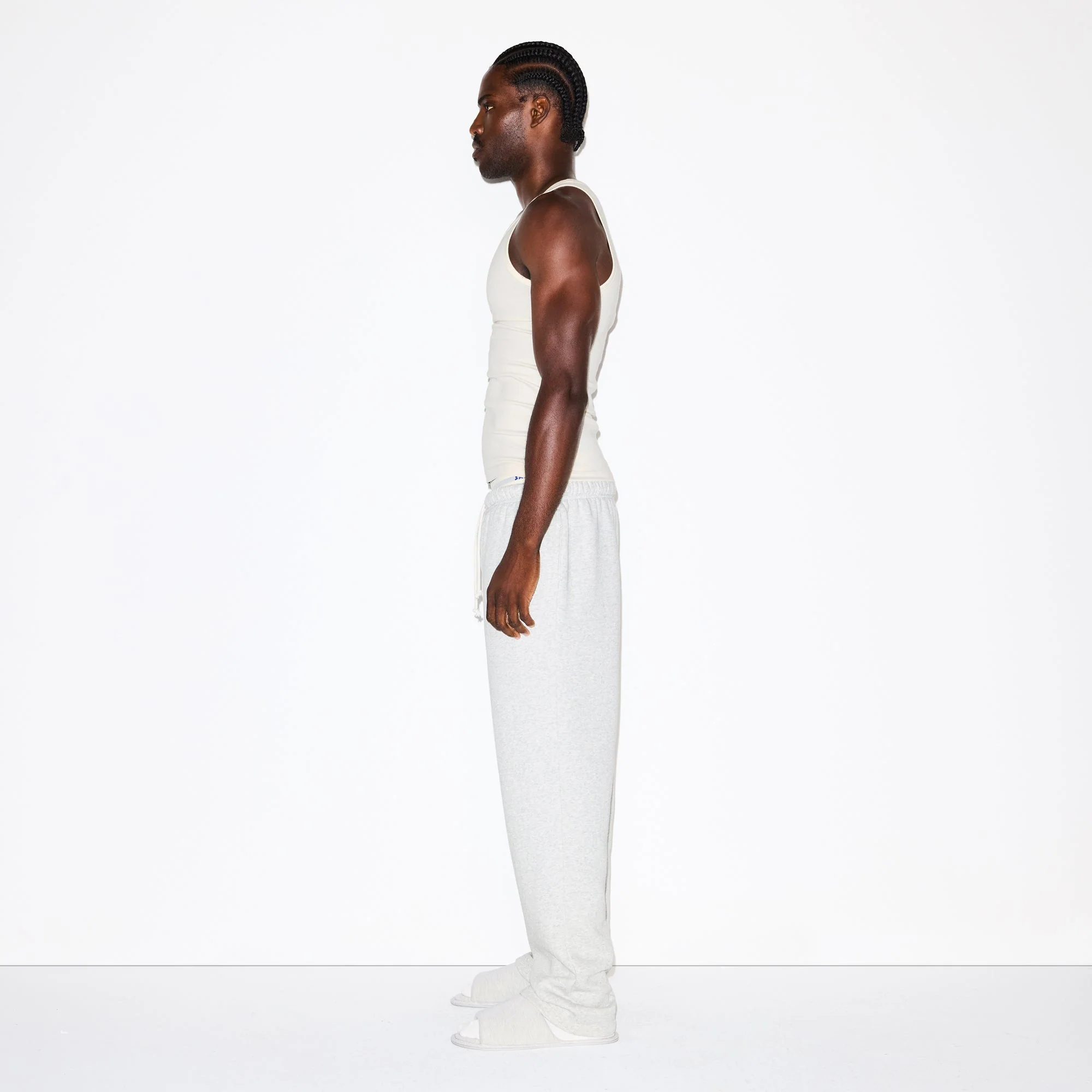 FLEECE LOUNGE MENS CLASSIC STRAIGHT LEG PANT | LIGHT HEATHER GREY - Image 3