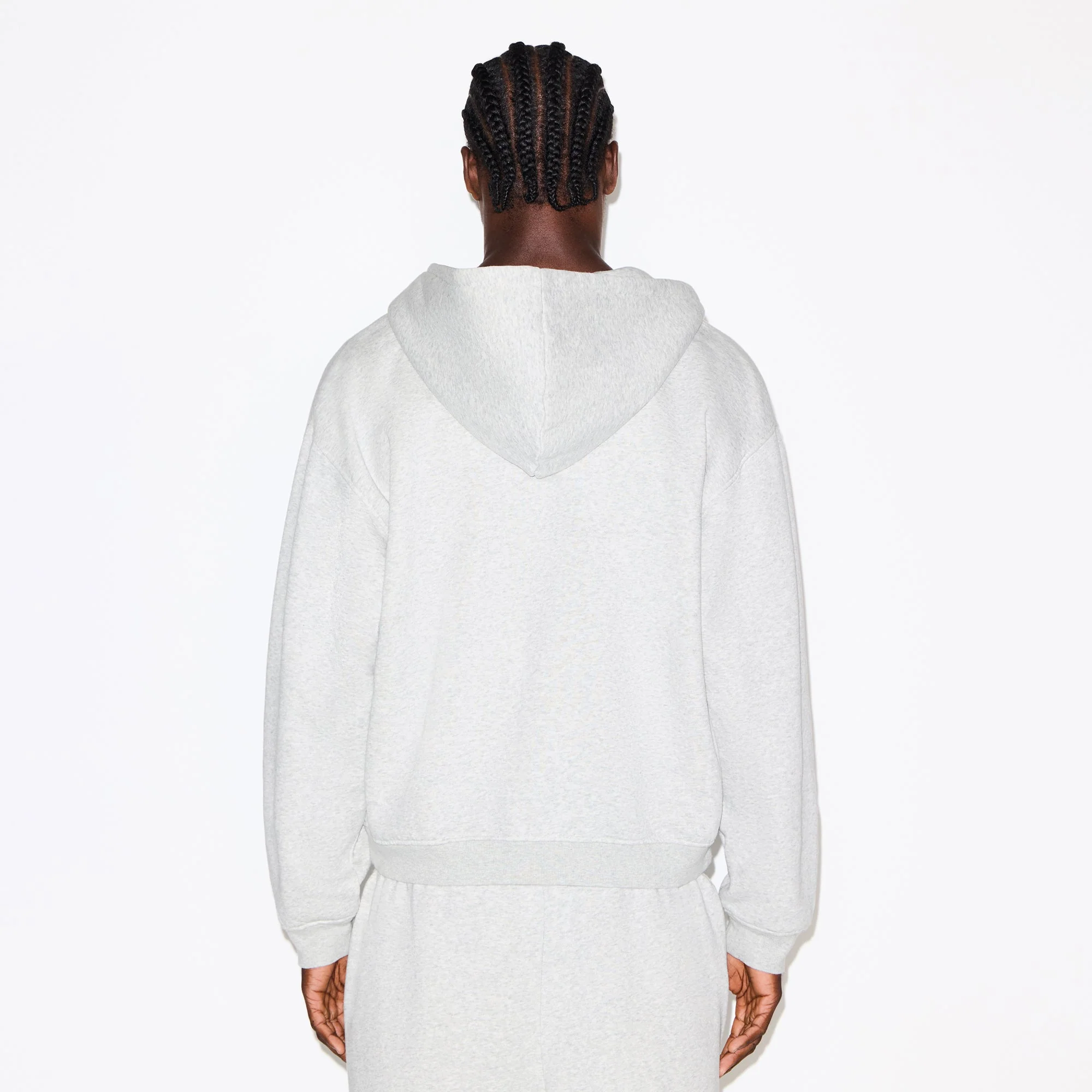 FLEECE LOUNGE MENS RELAXED ZIP UP HOODIE | LIGHT HEATHER GREY - Image 5