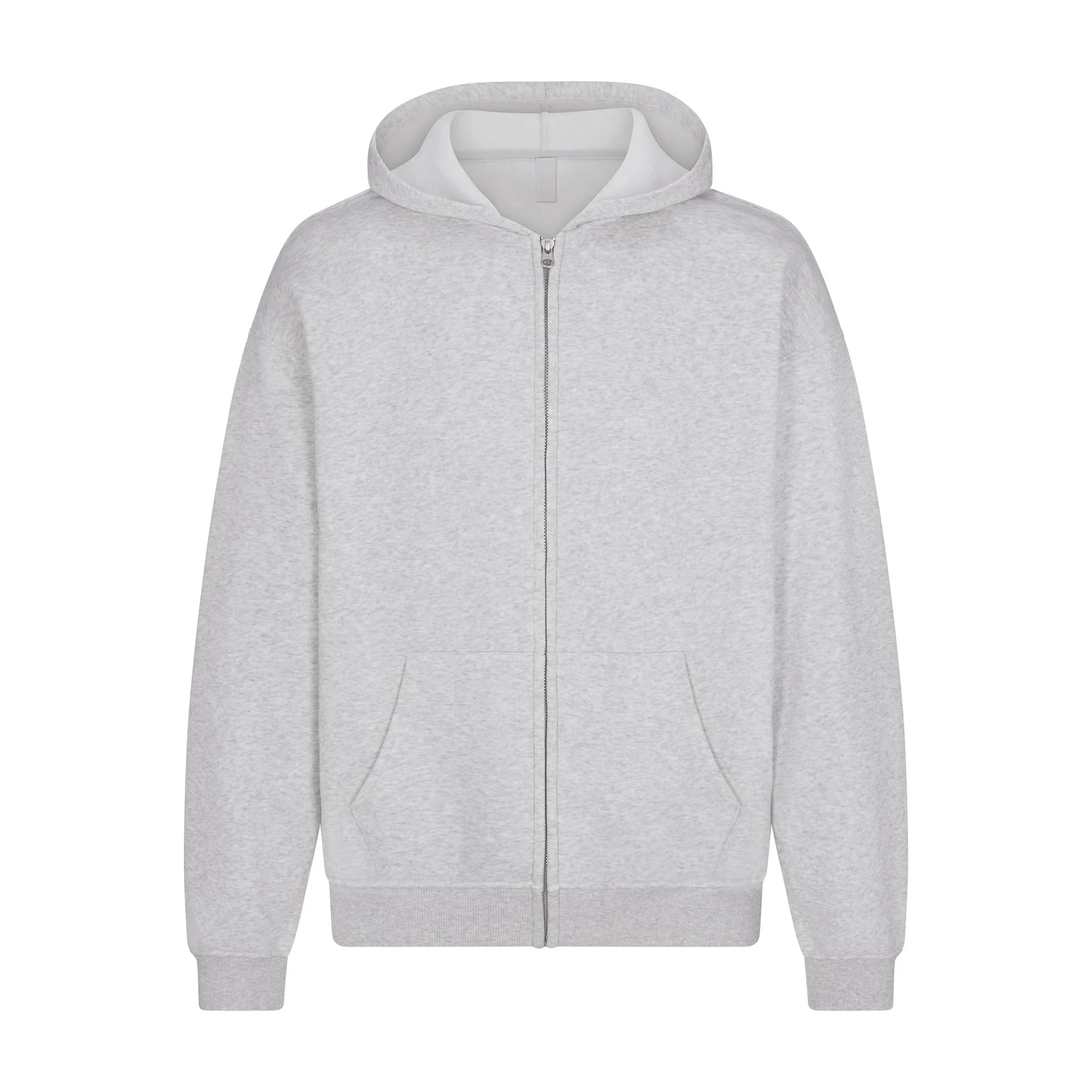 FLEECE LOUNGE MENS RELAXED ZIP UP HOODIE | LIGHT HEATHER GREY - Image 6