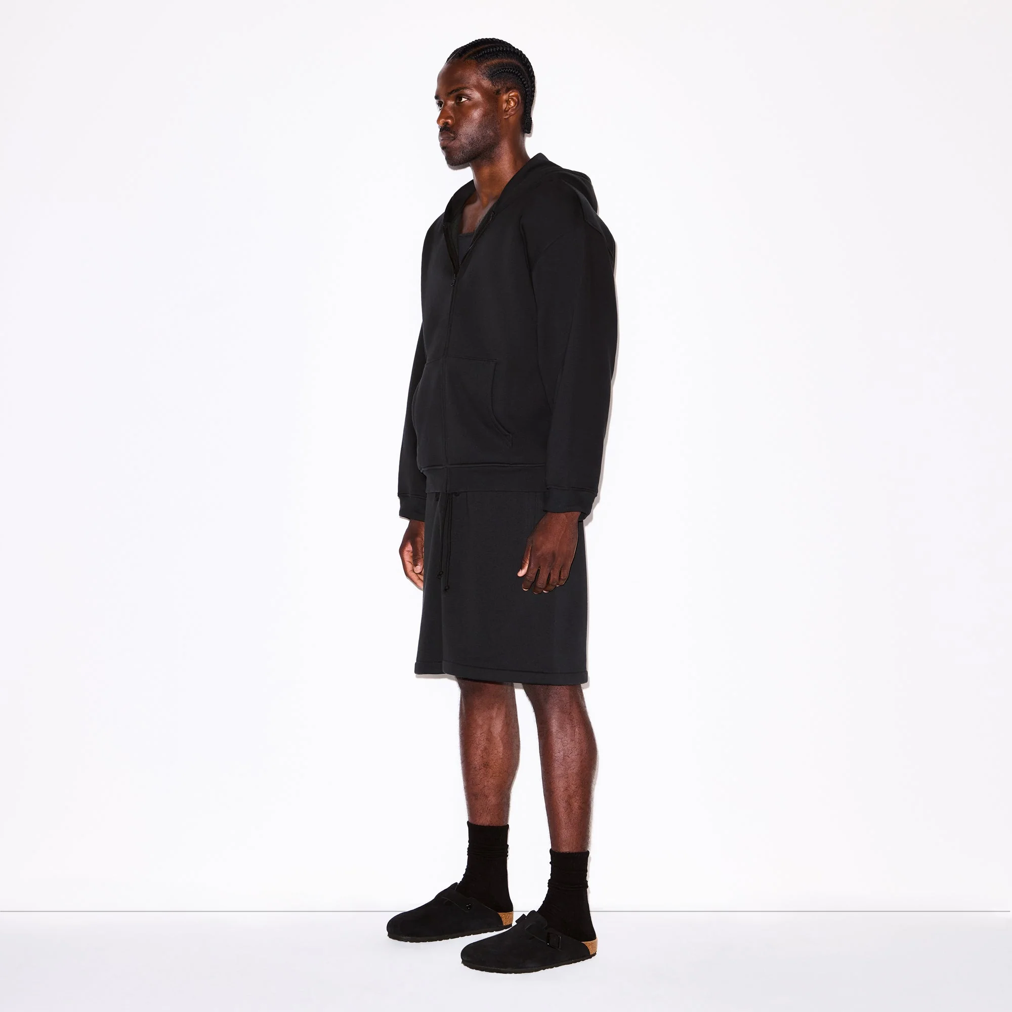 FLEECE LOUNGE MENS RELAXED ZIP UP HOODIE | WASHED ONYX - Image 2