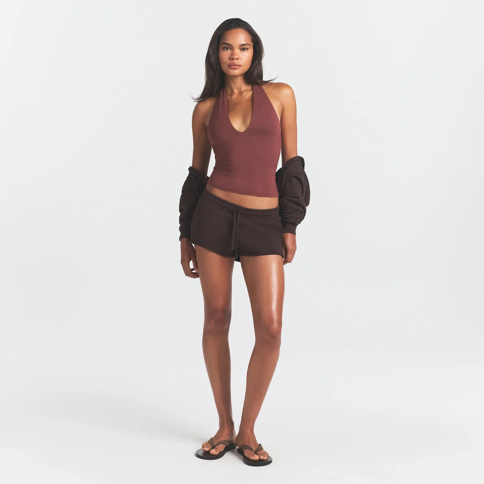 FRENCH TERRY RAW EDGE SHORT | ESPRESSO