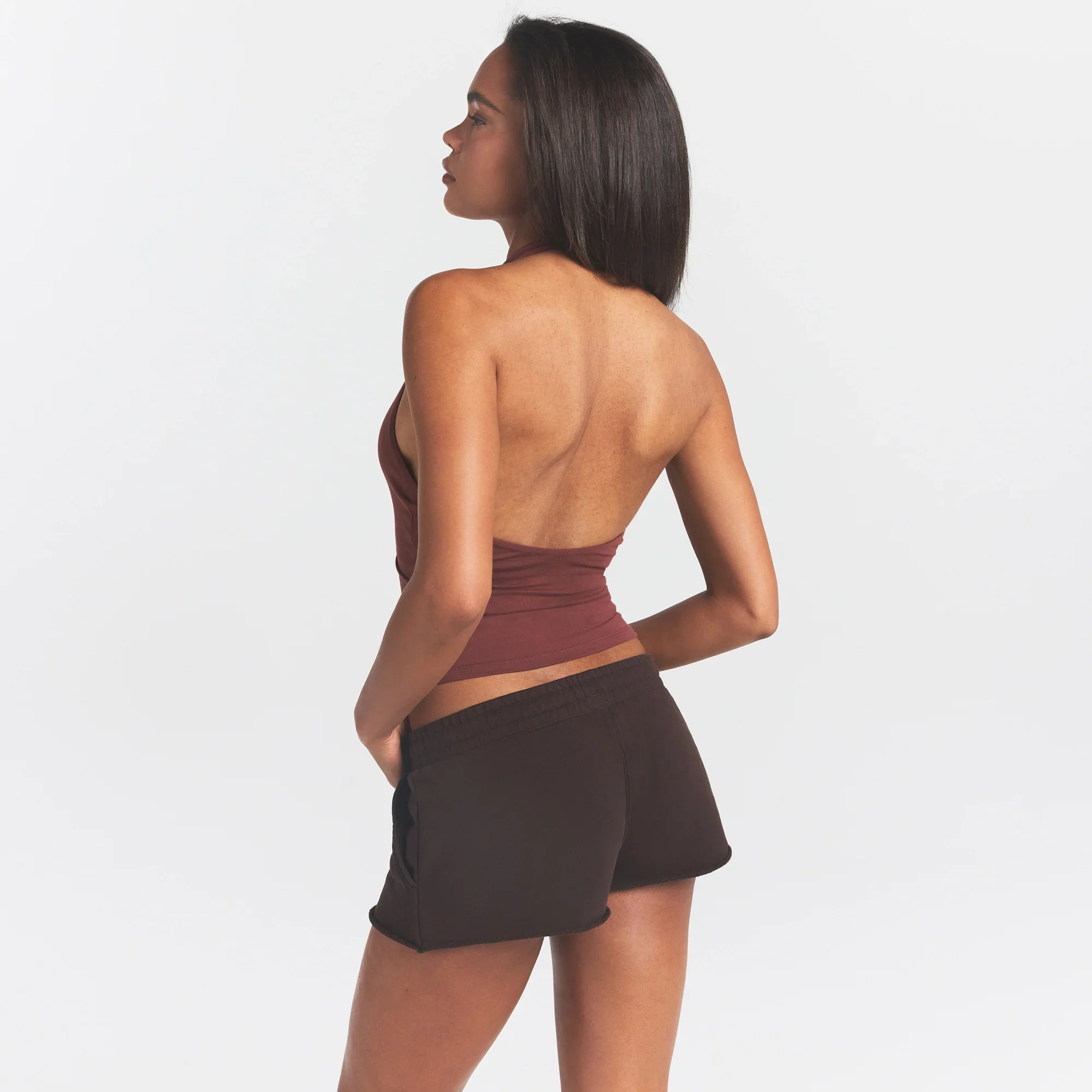 FRENCH TERRY RAW EDGE SHORT | ESPRESSO - Image 4