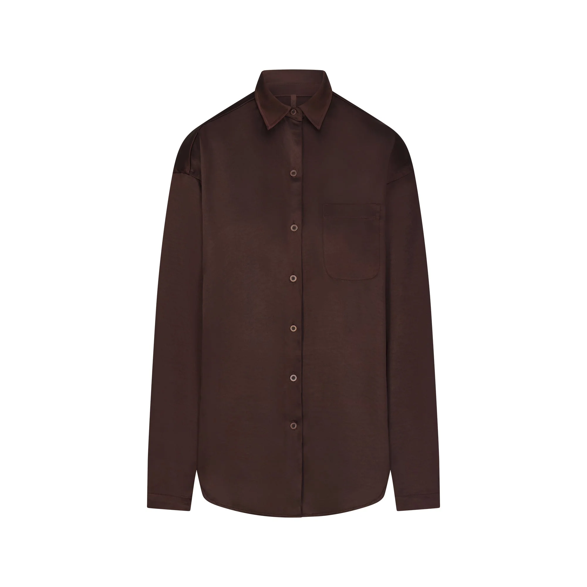 LIGHTWEIGHT SATIN OVERSIZED SHIRT | ESPRESSO - Image 5