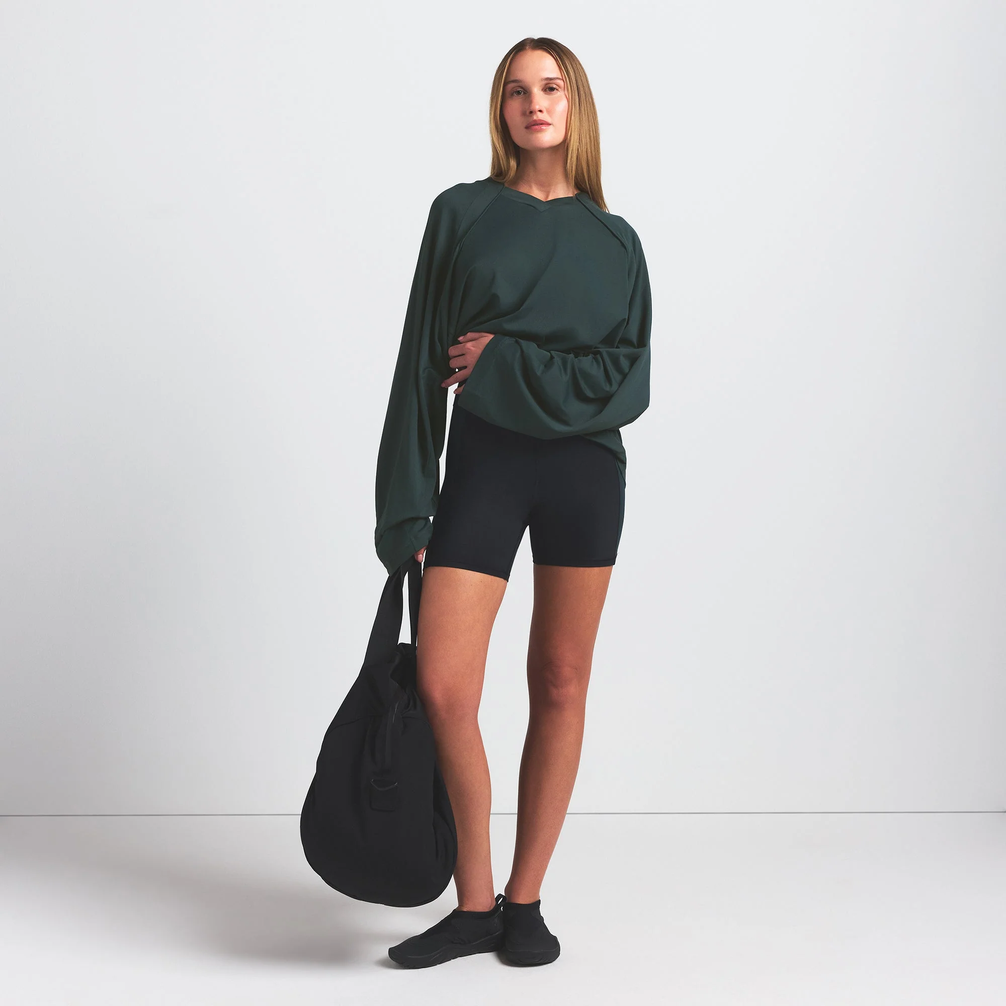 NikeSKIMS AIRY V-NECK OVERSIZED LONG SLEEVE TOP | DARK TEAL - Image 3