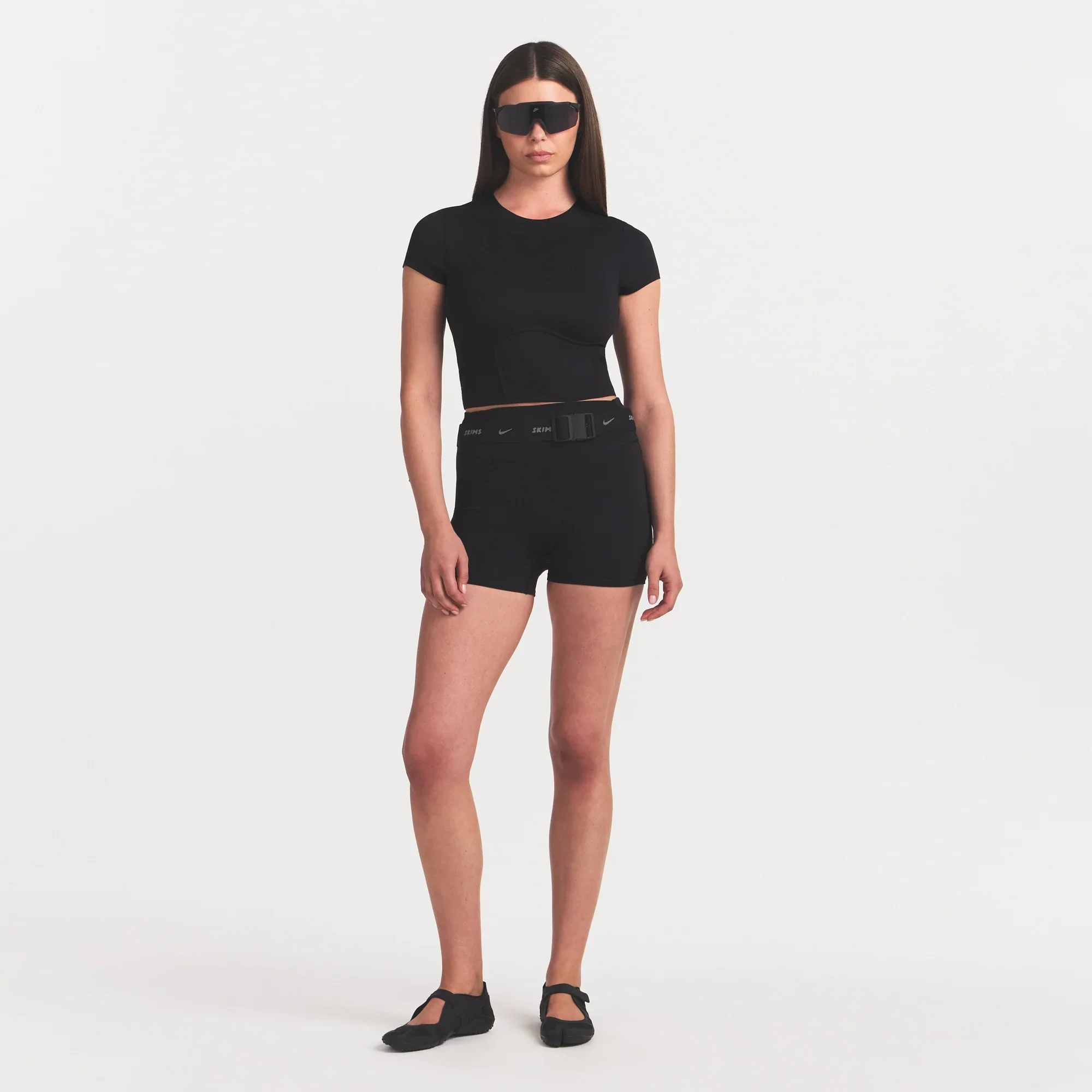 NikeSKIMS MATTE CROPPED CORSET TEE | OBSIDIAN