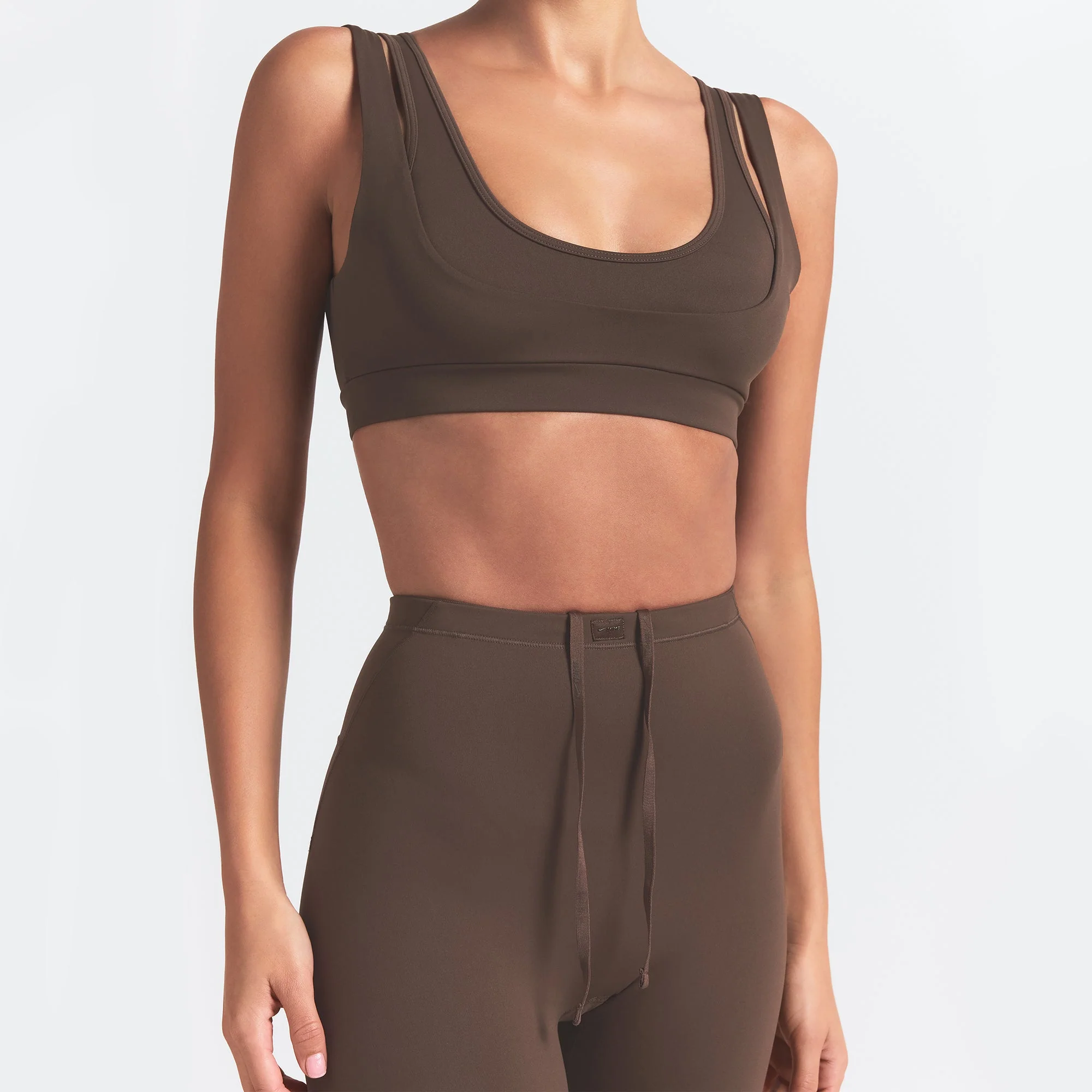 NikeSKIMS MATTE DOUBLE STRAP SCOOP BRA | DARK SEPIA - Image 2