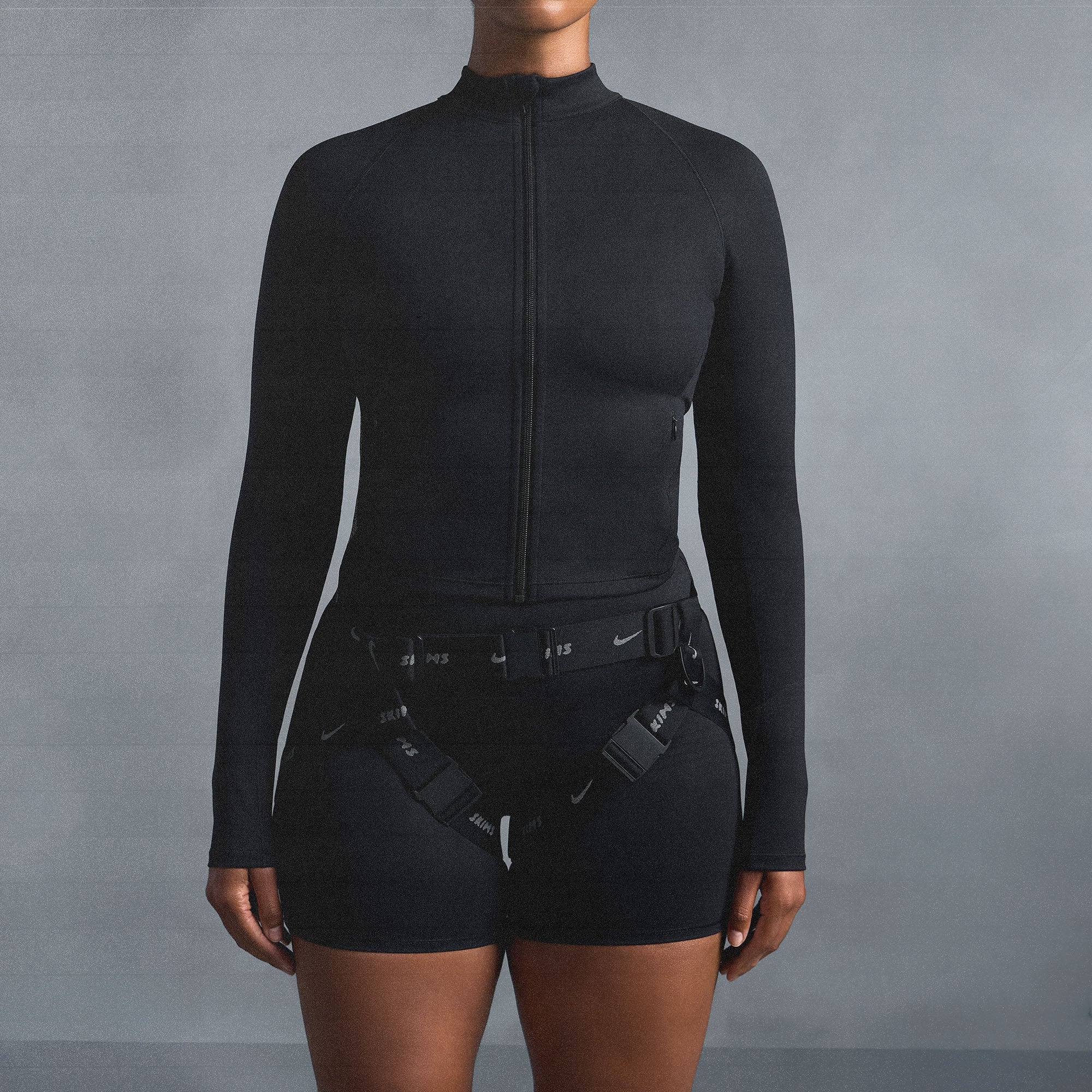 NikeSKIMS MATTE MOCK NECK FULL ZIP JACKET | OBSIDIAN - Image 5