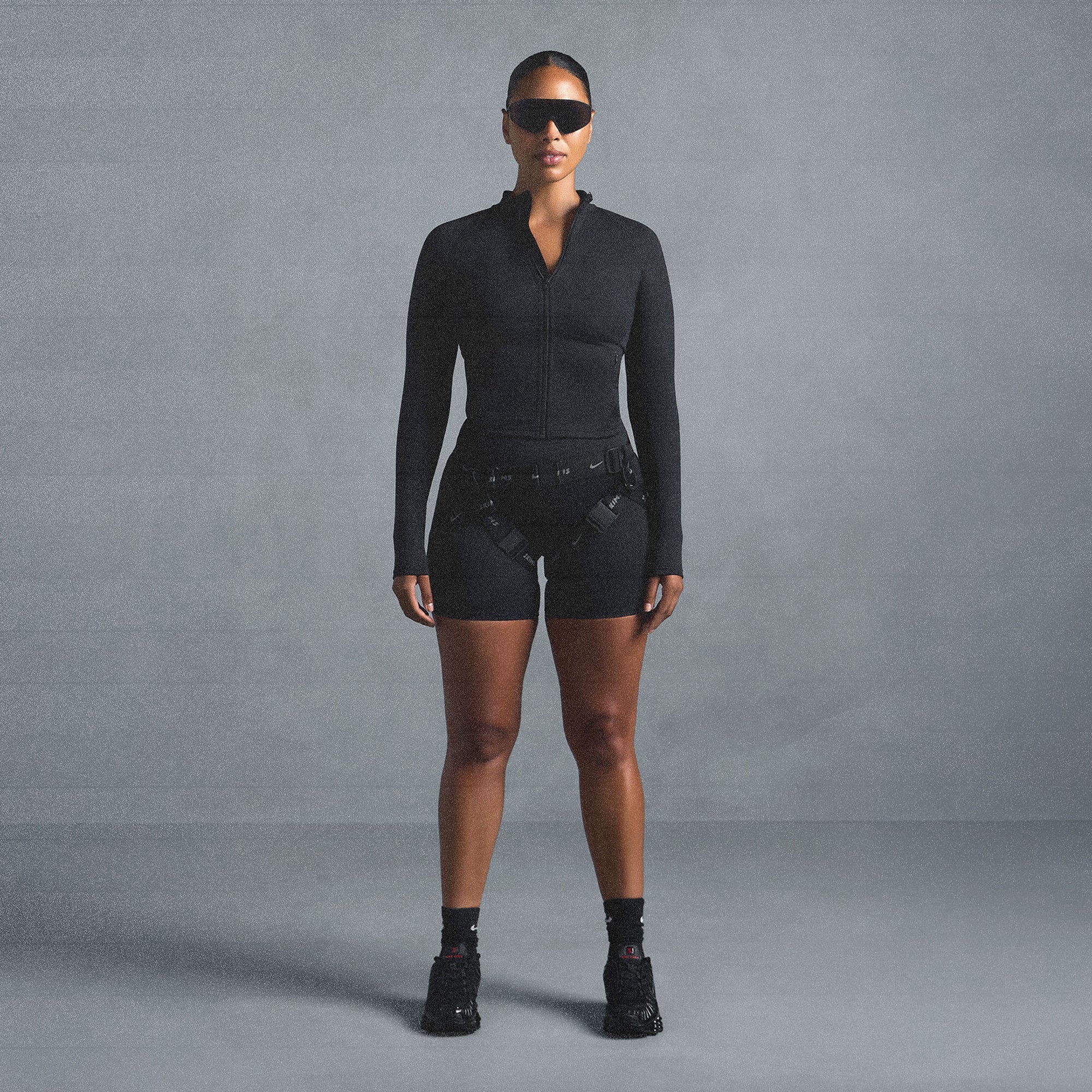 NikeSKIMS MATTE MOCK NECK FULL ZIP JACKET | OBSIDIAN - Image 6