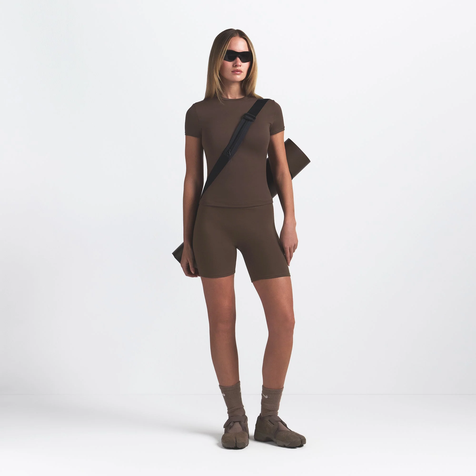 NikeSKIMS MATTE PADDED BABY TEE | DARK SEPIA