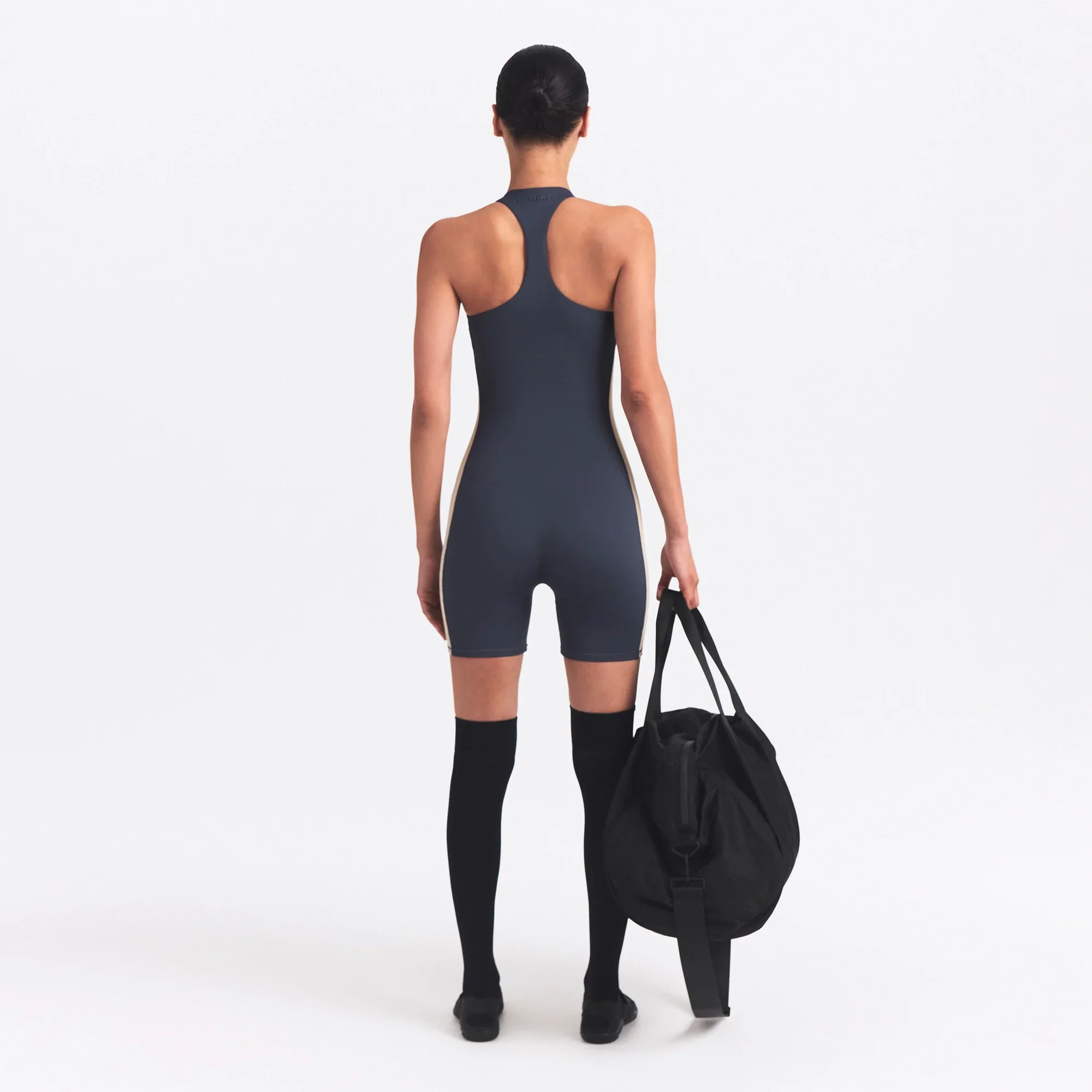 NikeSKIMS MATTE SHINE MIX RACERBACK 5" ONESIE | DEEP ROYAL AND STONE - Image 4