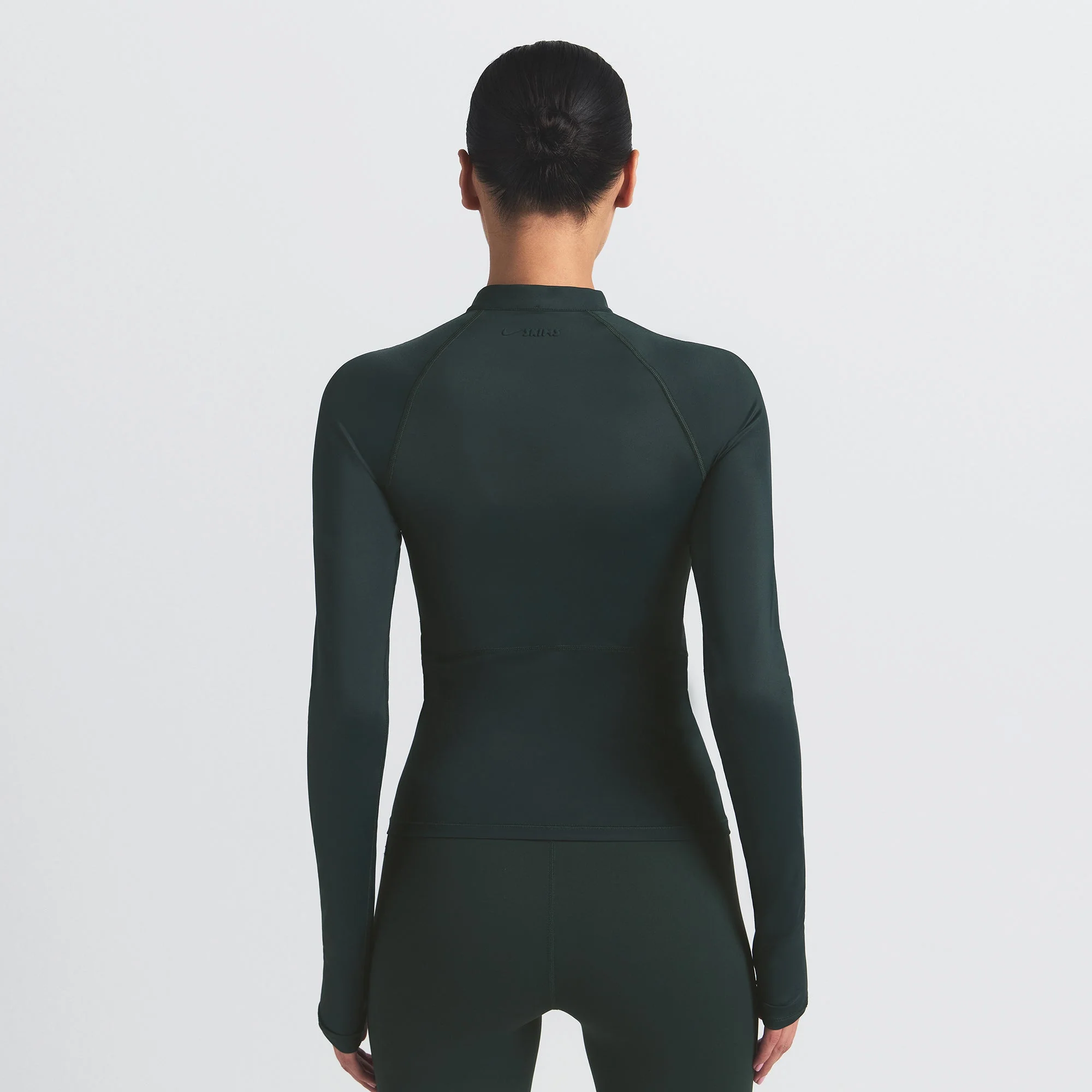 NikeSKIMS SHINE LONG SLEEVE HALF ZIP | DARK TEAL - Image 4