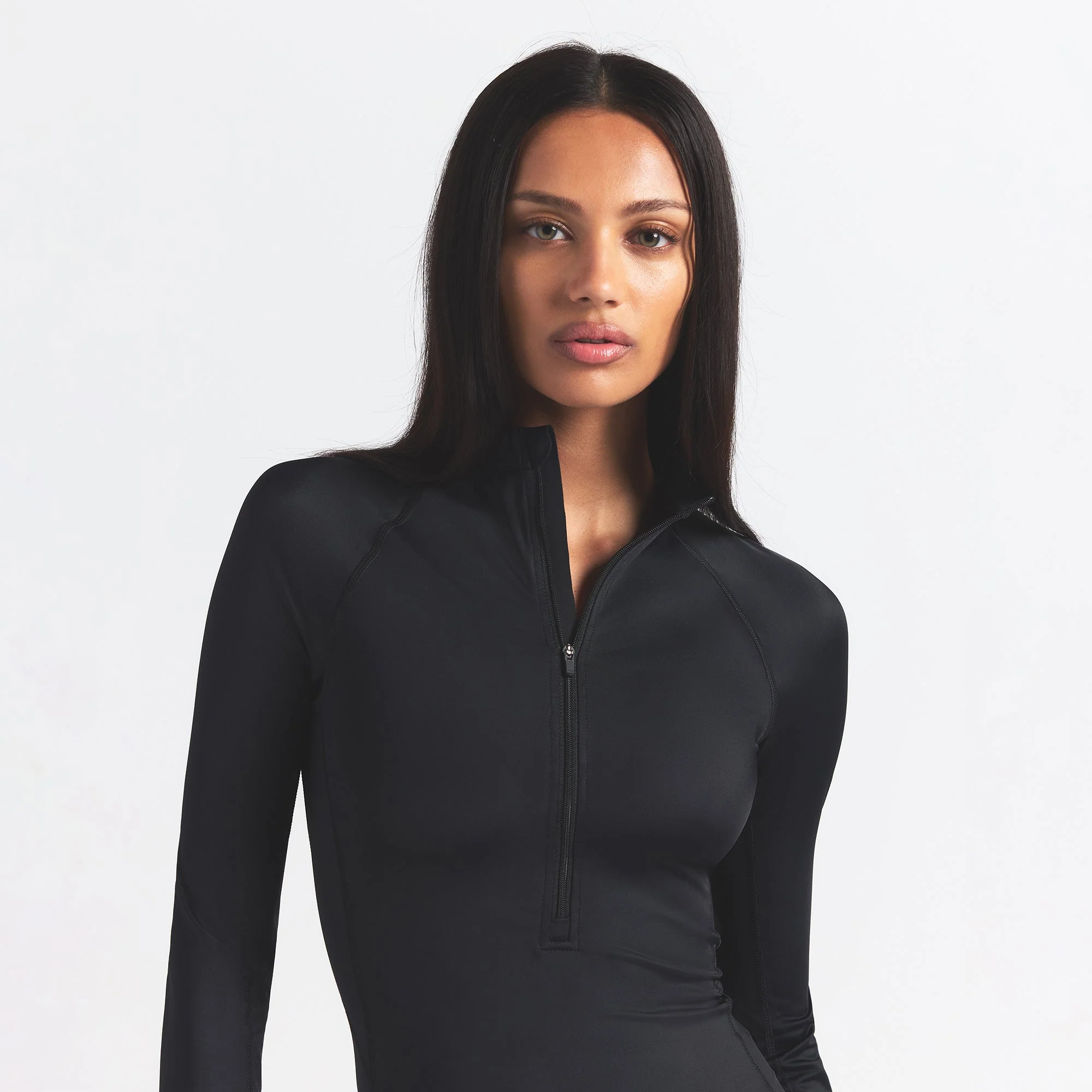 NikeSKIMS SHINE LONG SLEEVE HALF ZIP | OBSIDIAN - Image 3