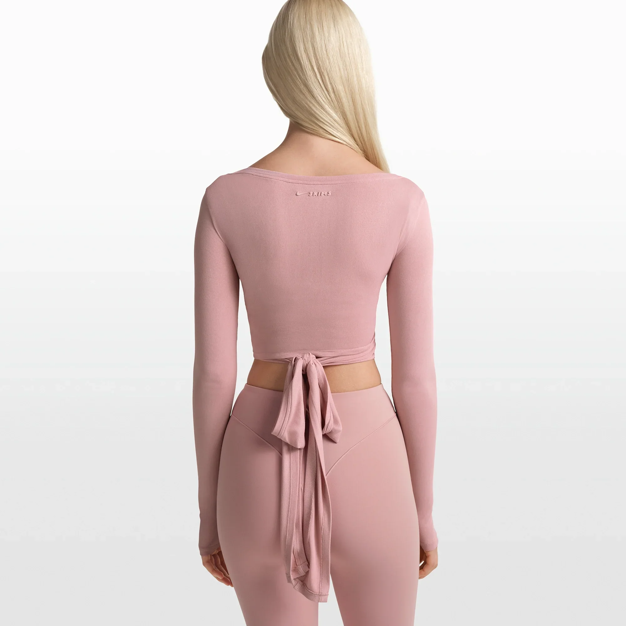 NikeSKIMS STRETCH KNIT WRAP LONG SLEEVE CROPPED TOP | HIMALAYAN - Image 5