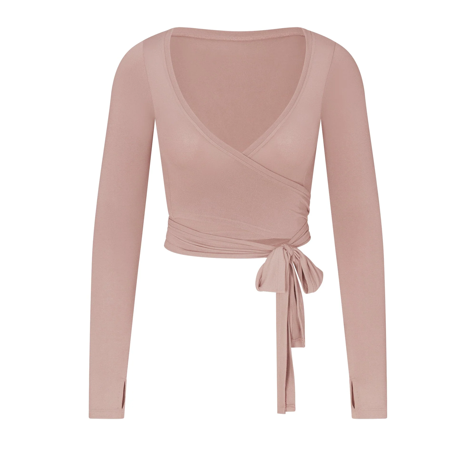 NikeSKIMS STRETCH KNIT WRAP LONG SLEEVE CROPPED TOP | HIMALAYAN - Image 6
