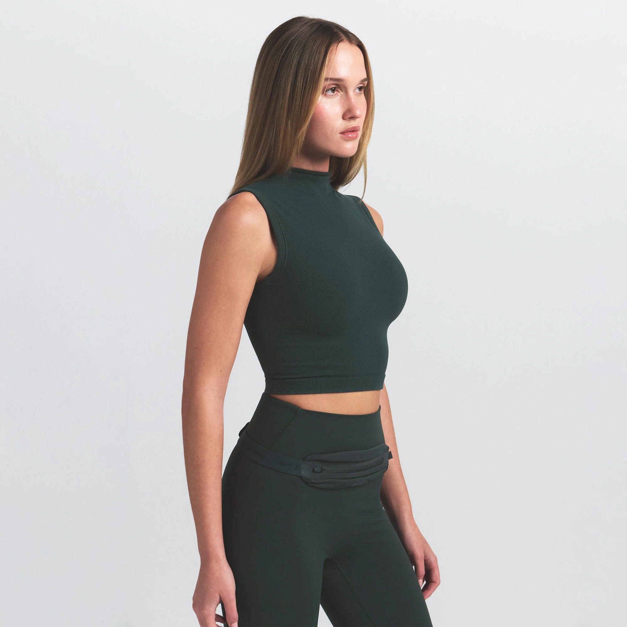 NikeSKIMS VINTAGE SEAMLESS MOCK NECK BRA TOP | DARK TEAL - Image 3