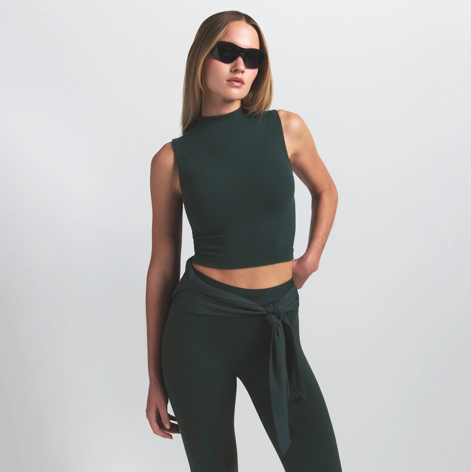 NikeSKIMS VINTAGE SEAMLESS MOCK NECK BRA TOP | DARK TEAL - Image 4